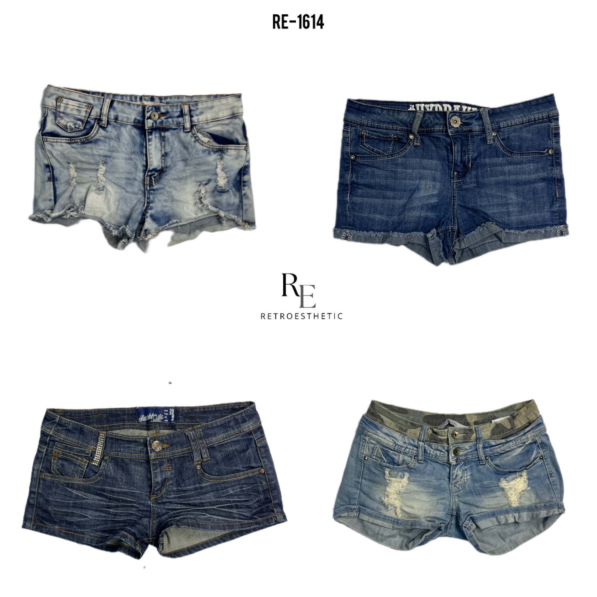 Y2K Retro Style Denim Shorts (RE-1614)