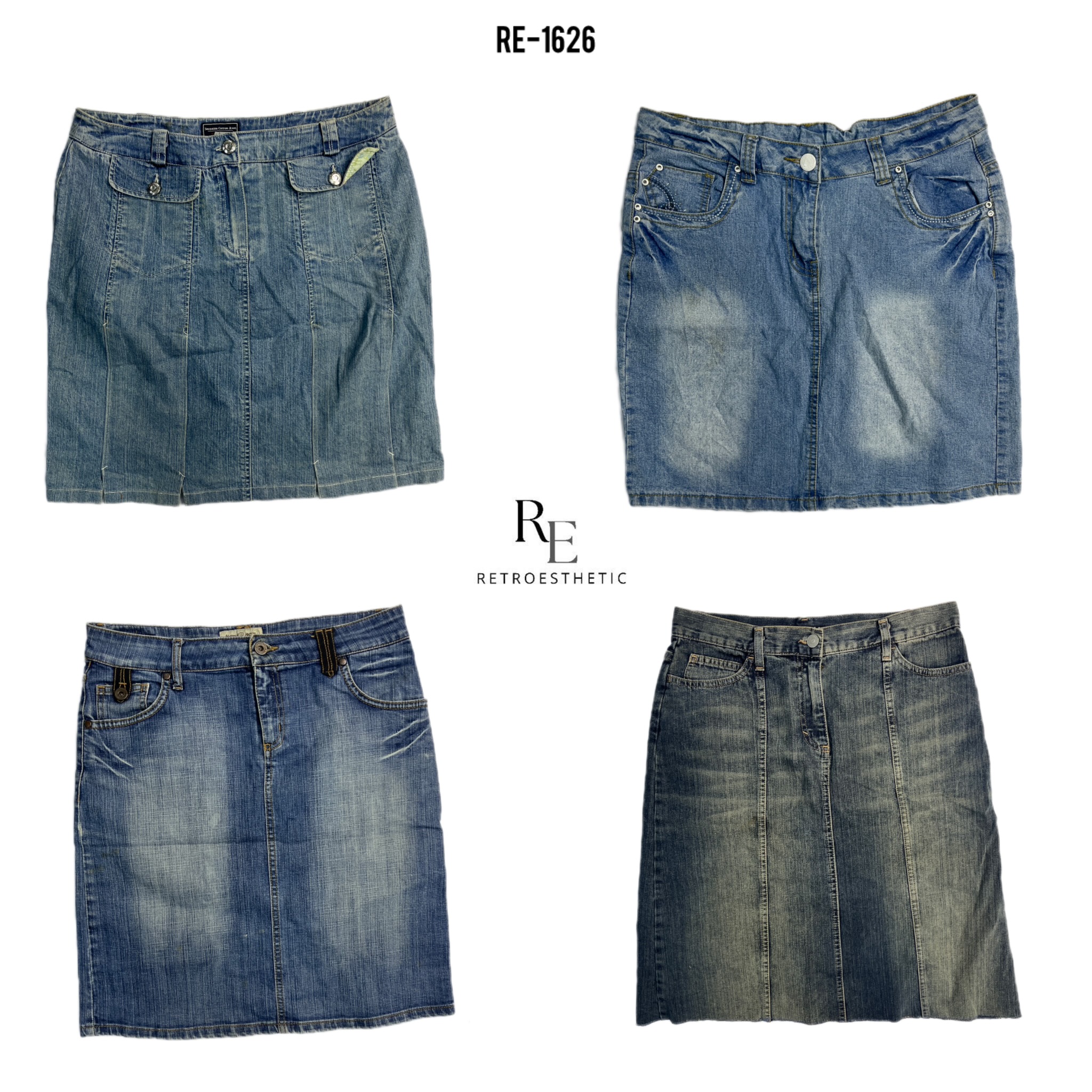 Jupes midi en denim de l'ère Y2K Cyber Girl (RE-1626)