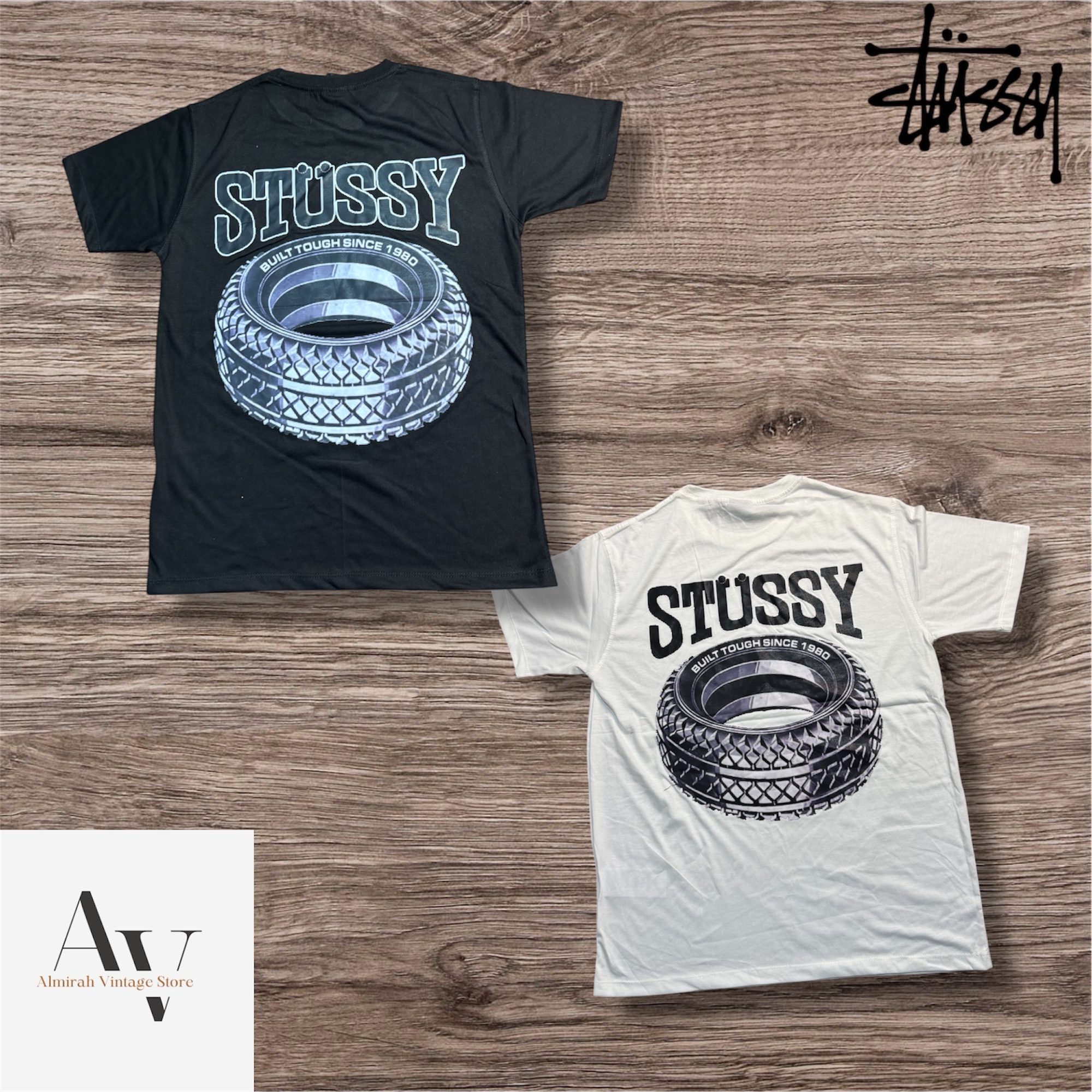 Camisas estilo de neumáticos reeditadas de Stussy