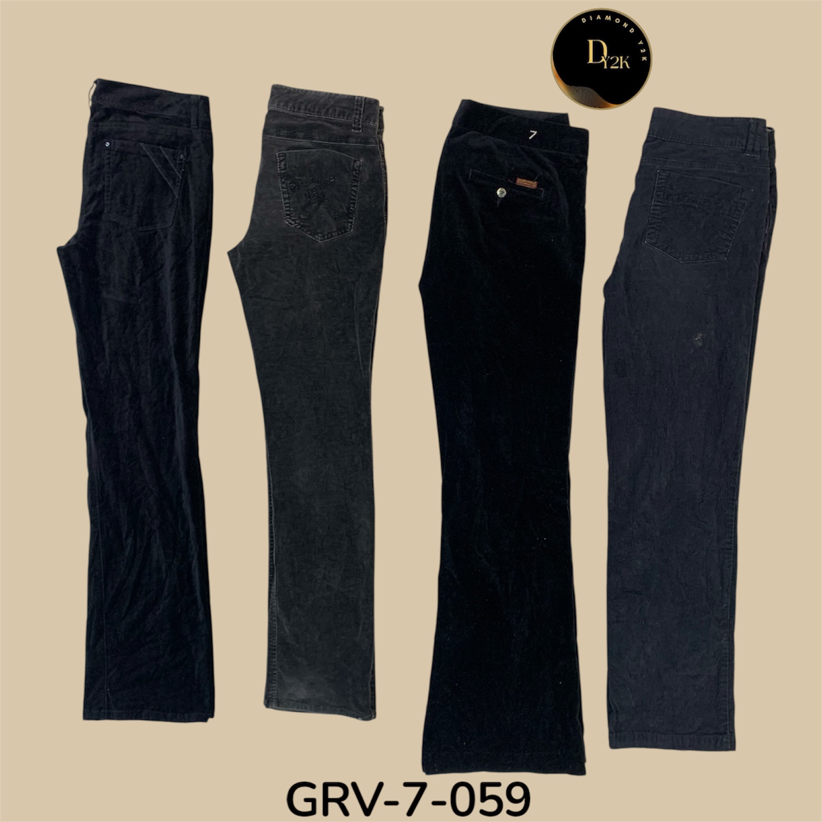 ブラックコーデュロイパンツ – Y2Kビンテージスタイル | ソフトな質感、リラックスフィット (GRV-7-059)