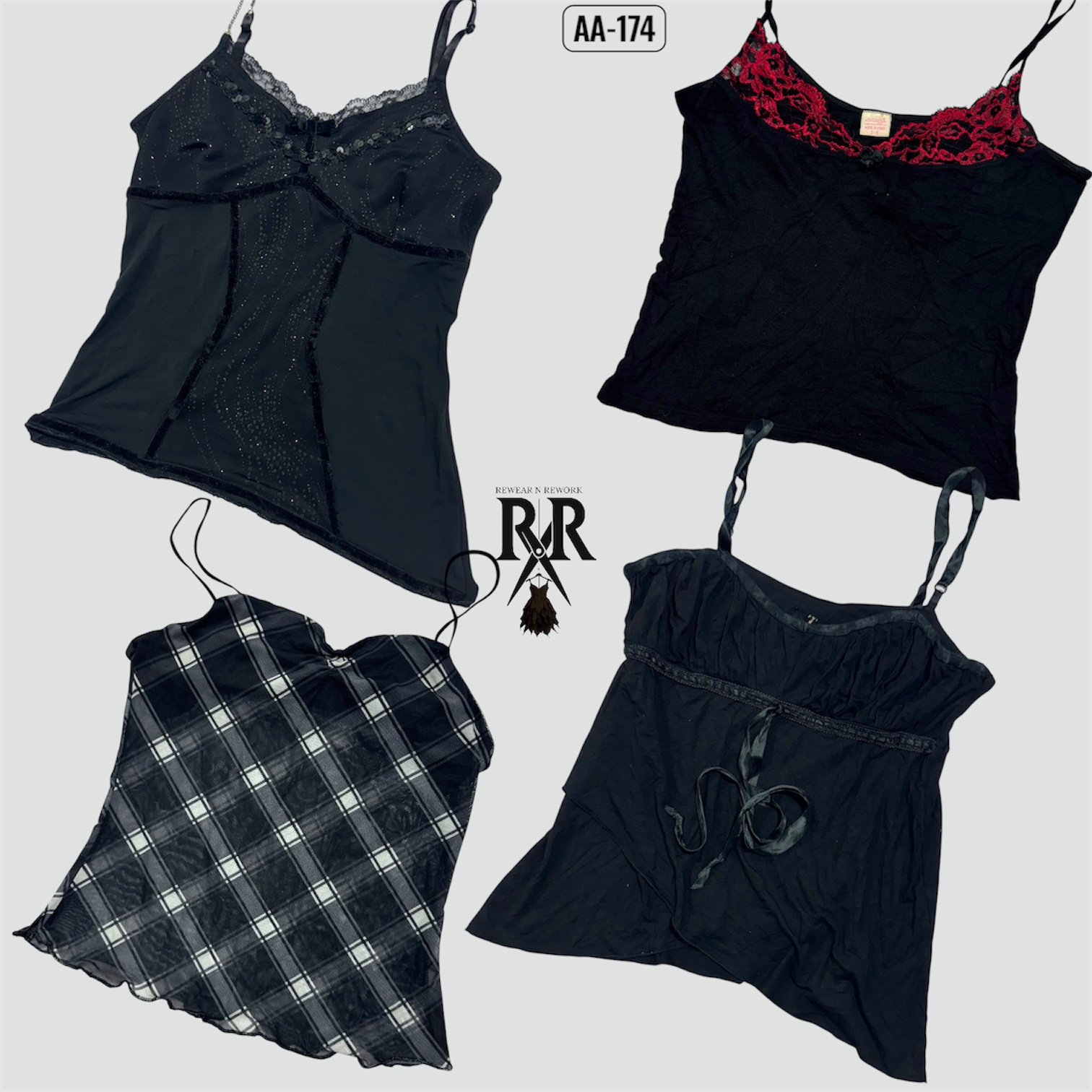 Y2K Black Rave Camisole Tops (AA-174)