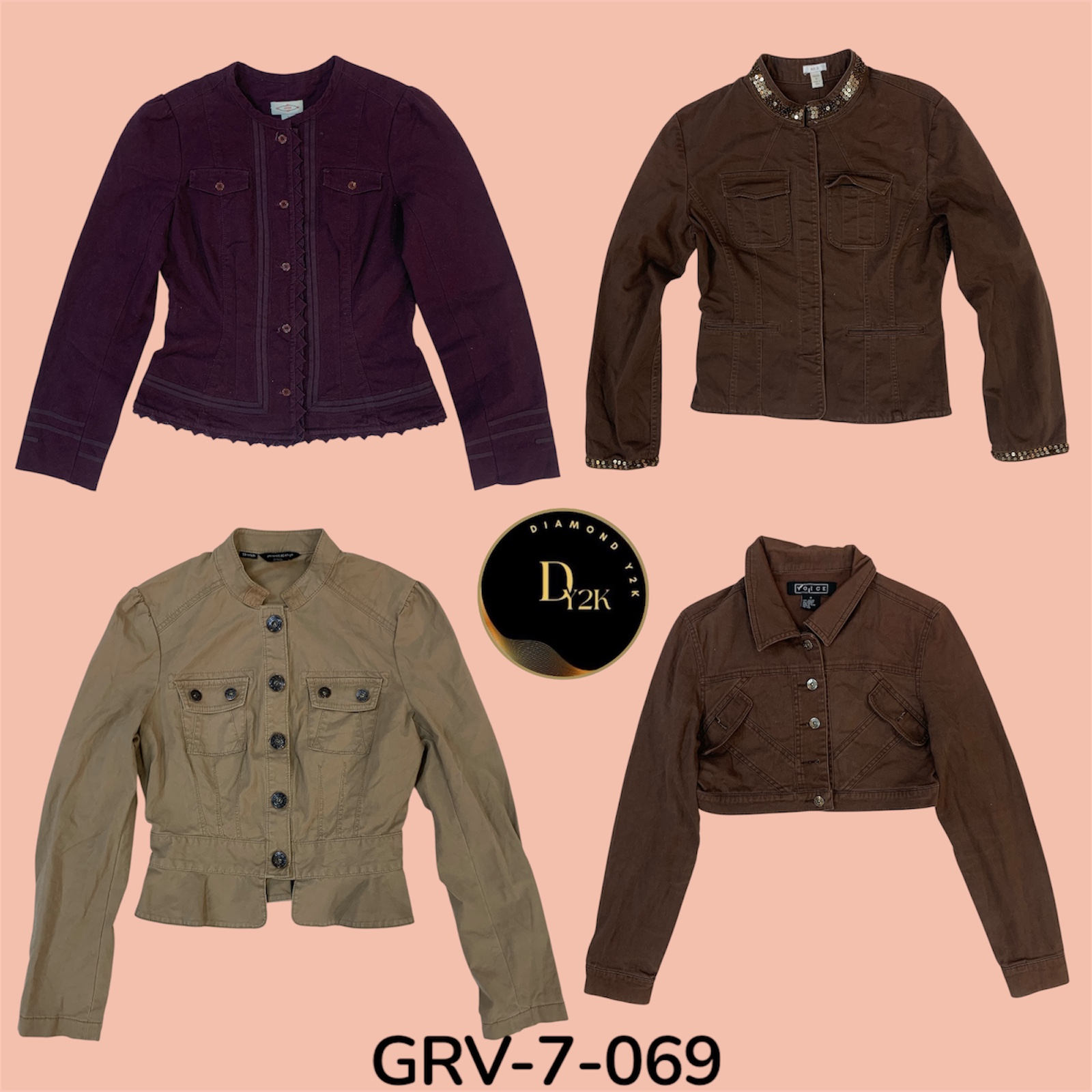 Y2K Vintage Cotton Jacket for Women – Classic 2000s Style, Lightweight Outerwear (GRV-7-069)