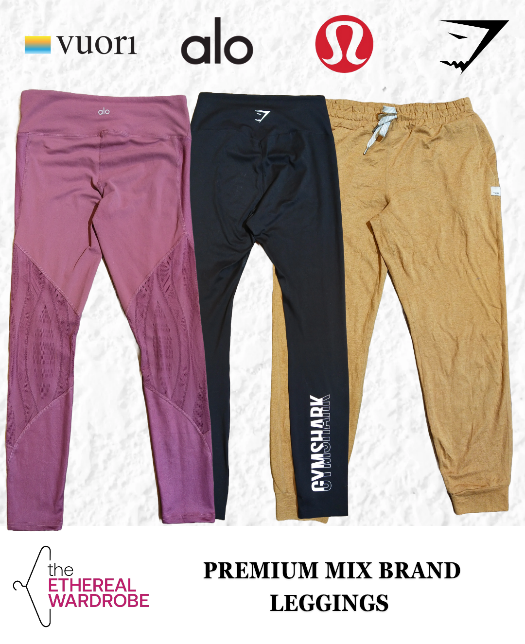 Premium Mix Brand Leggings Including Vouri, alo, Lululemon and Gymshark