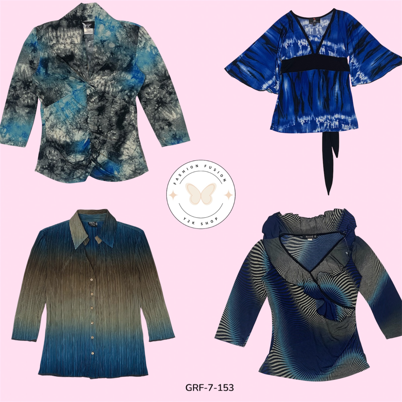 Bold Blue Printed Long Sleeve | Casual & Chic (GRF-7-153)