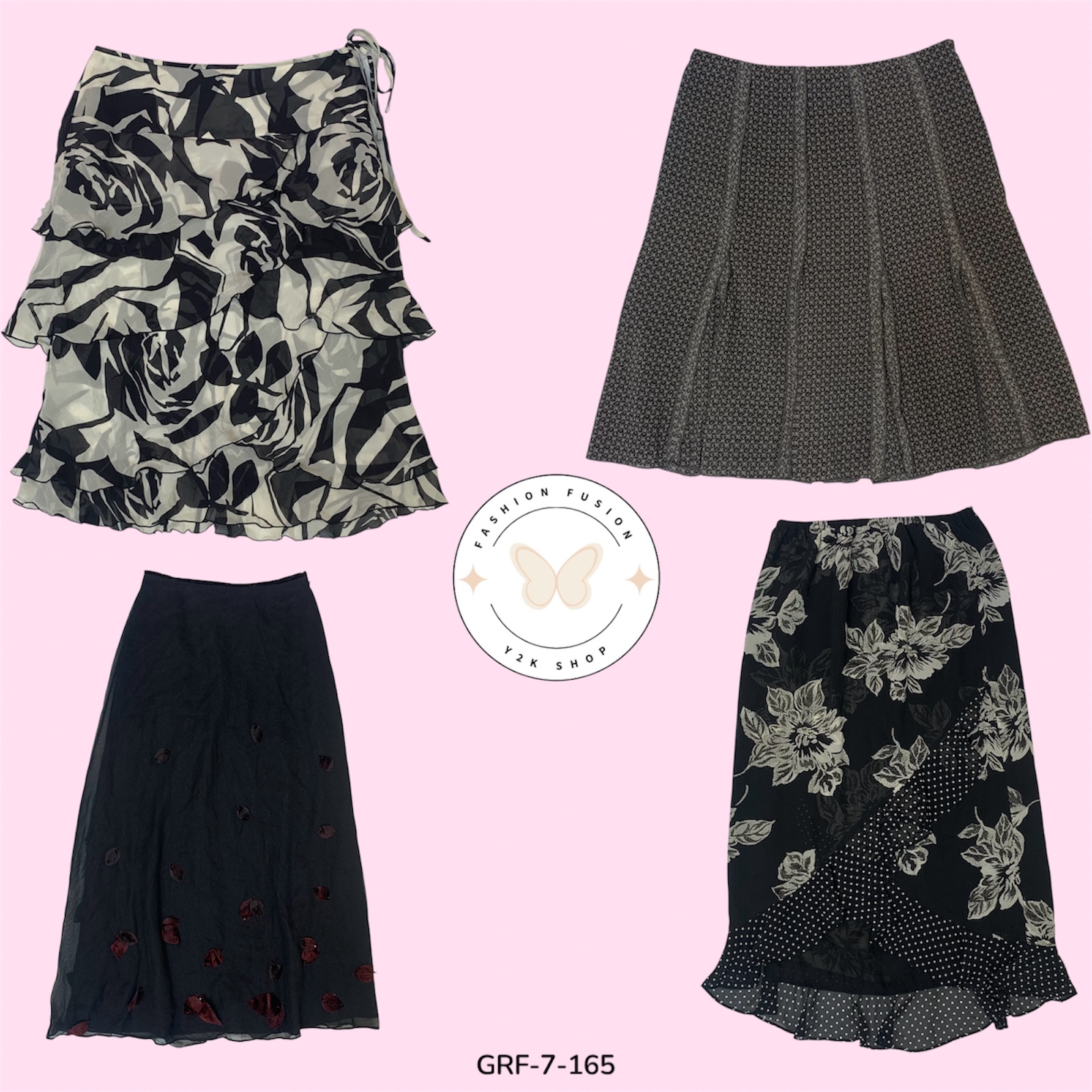 Must-Have Schwarzer Bedruckter Polyrock für Freizeit- und Streetstyle (GRF-7-165)
