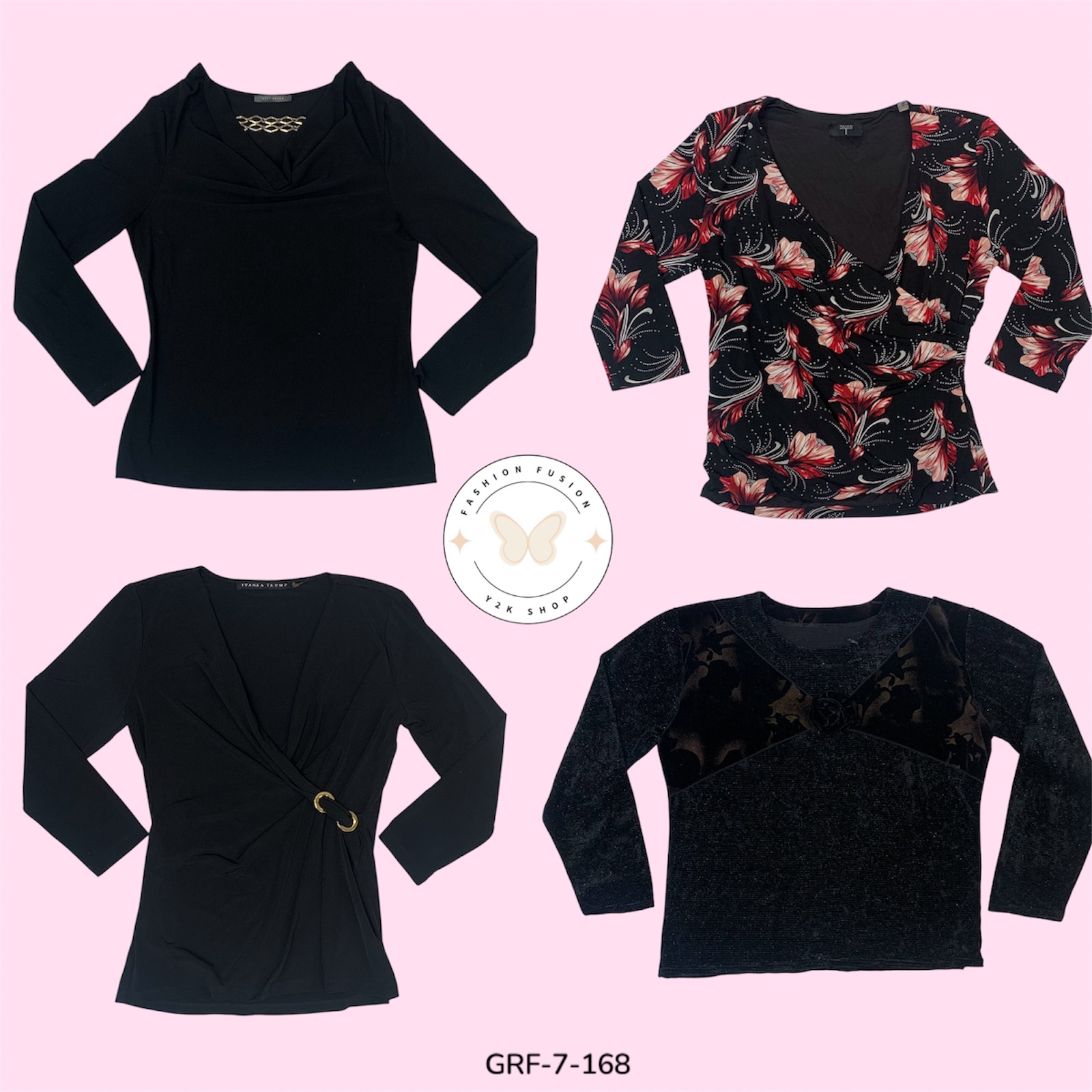 Schwarzes bedrucktes langärmeliges Top – Trendy & Vielseitig (GRV-7-168)