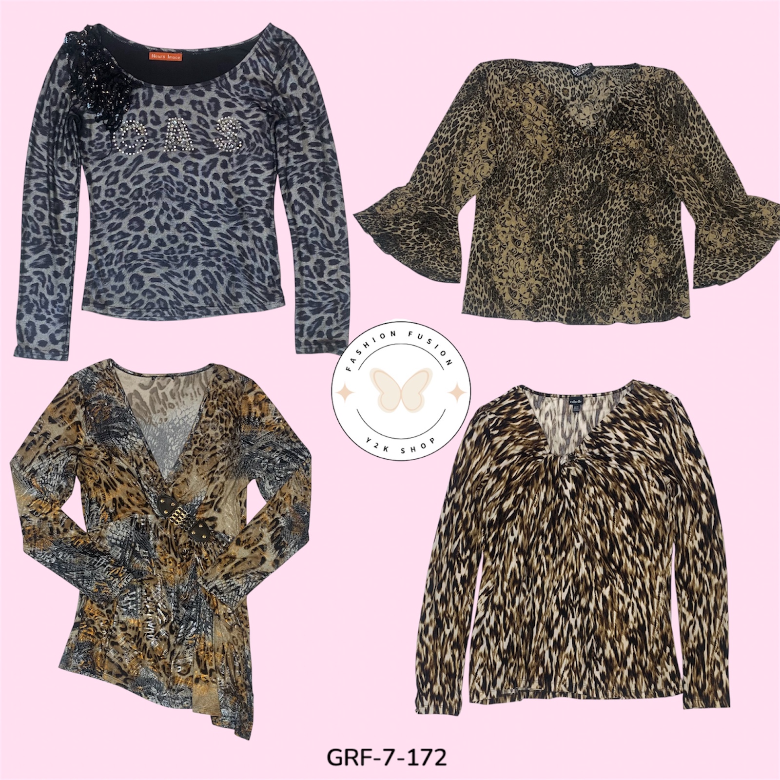 Women's Brown Printed Long Sleeve Blouse – Casual & Elegant (GRF-7-172)