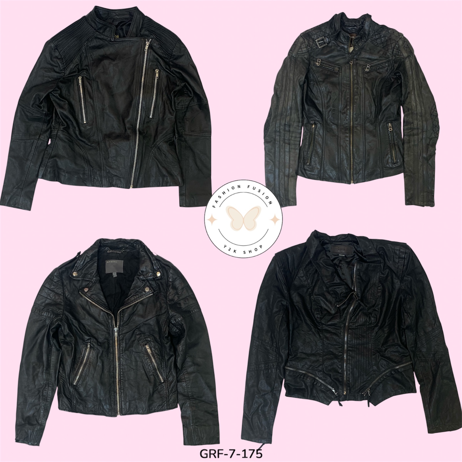 Sleek Black Leather Jacket Featuring Mixed Zippers & Button Closures  (GRF-7-175)