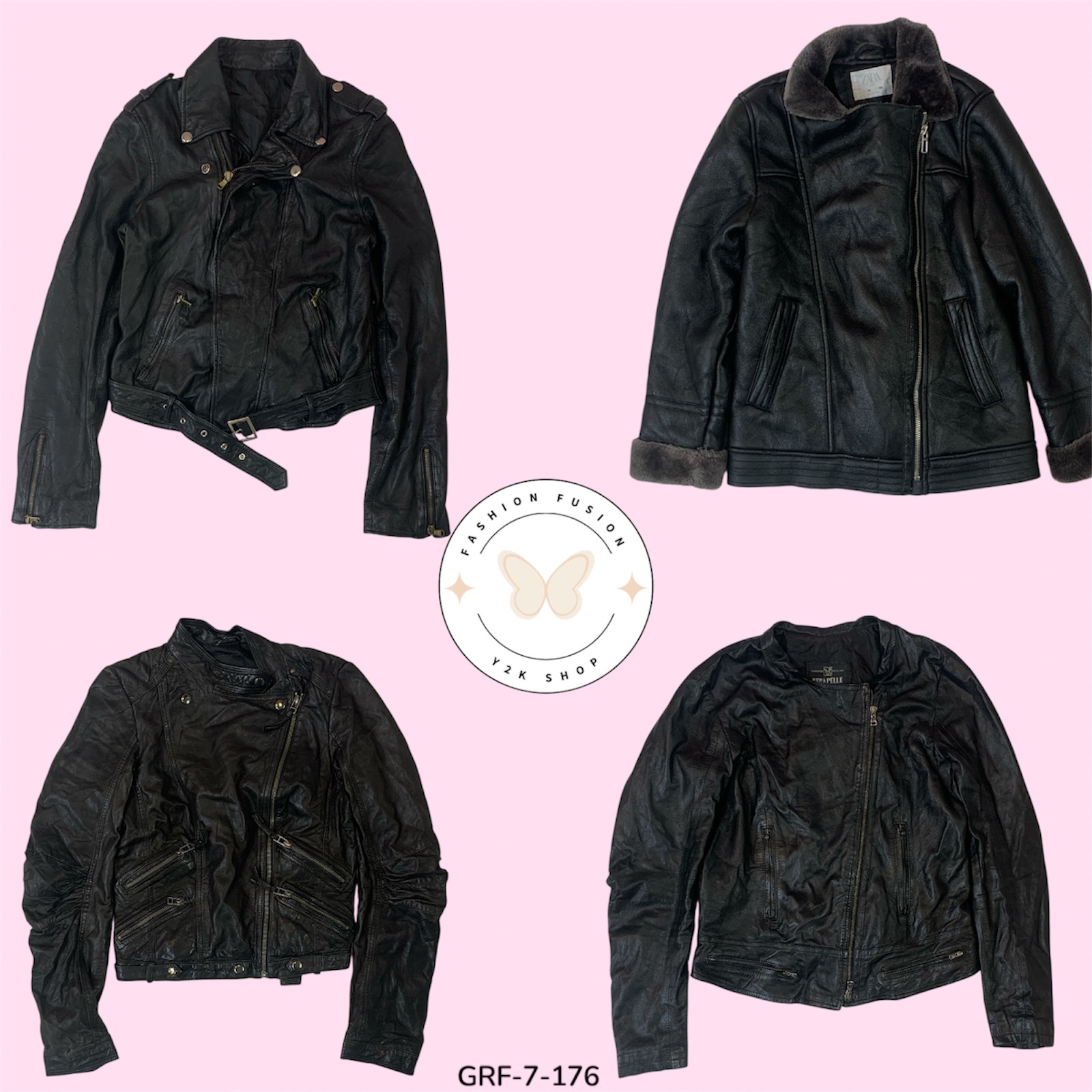 Fashion-Forward Black Leather Jacket with Dual Zipper & Button Design (GRF-7-176)