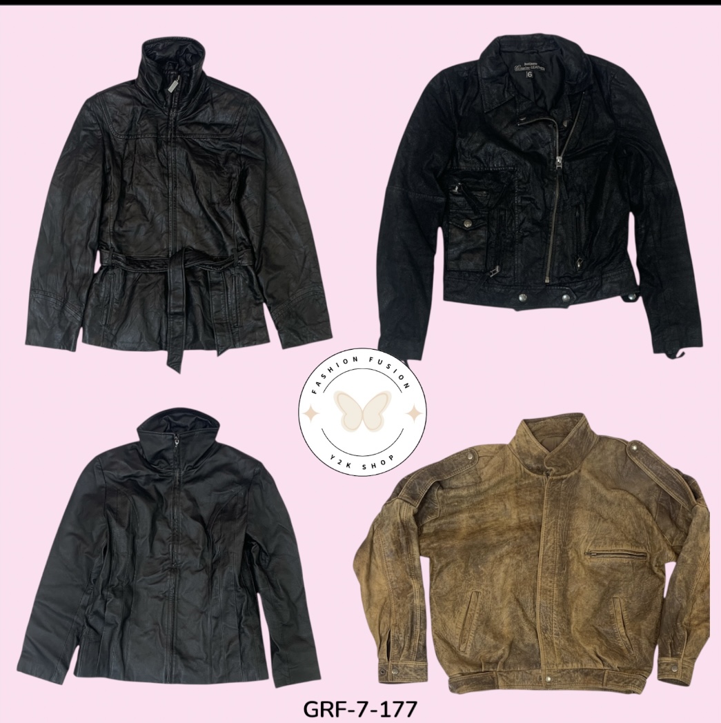 Chic Black Leather Button-Up Jacket with Mixed Zipper Accents (GRF-7-177)