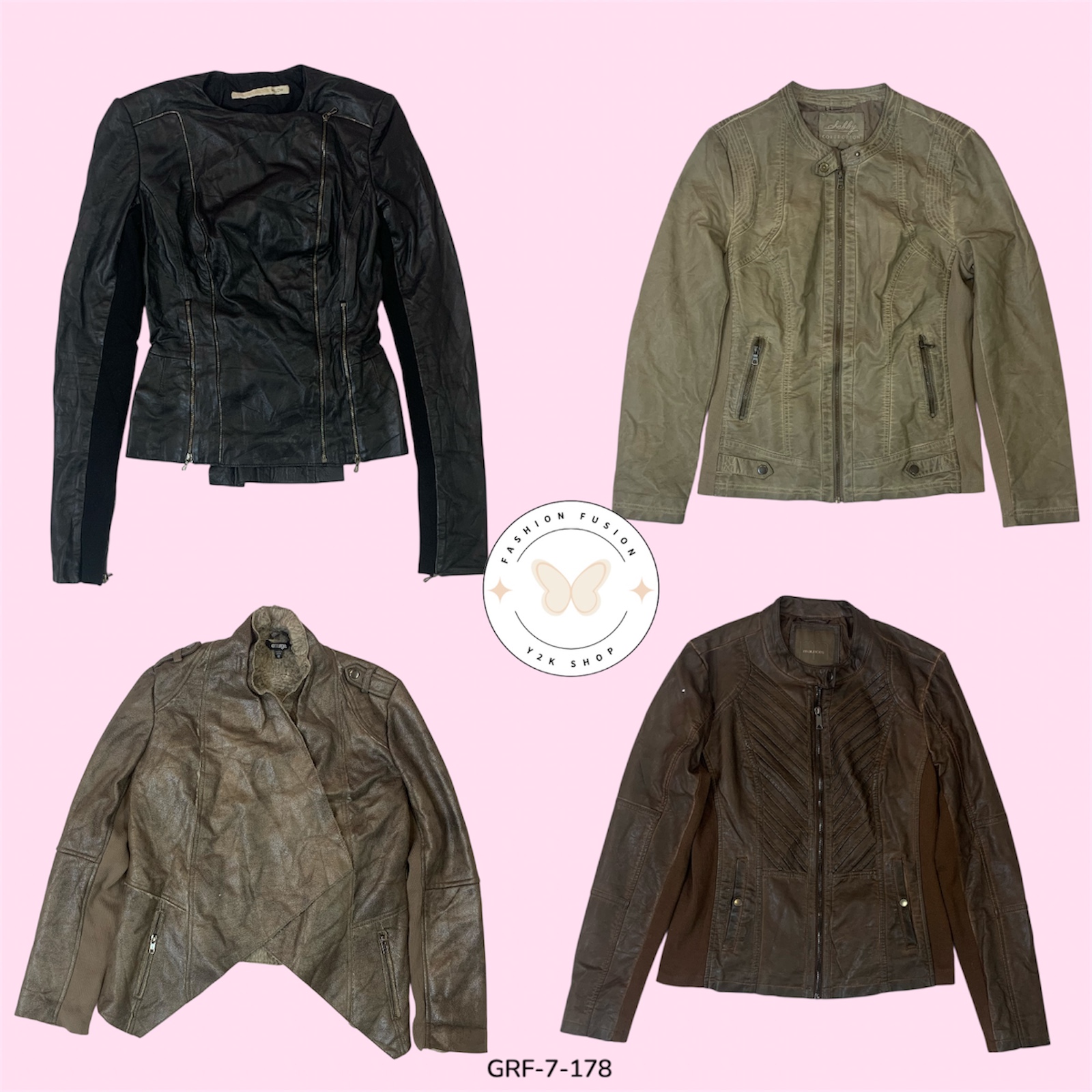 Modern Black Leather Jacket – Zipper & Button Fastening Style (GRF-7-178)