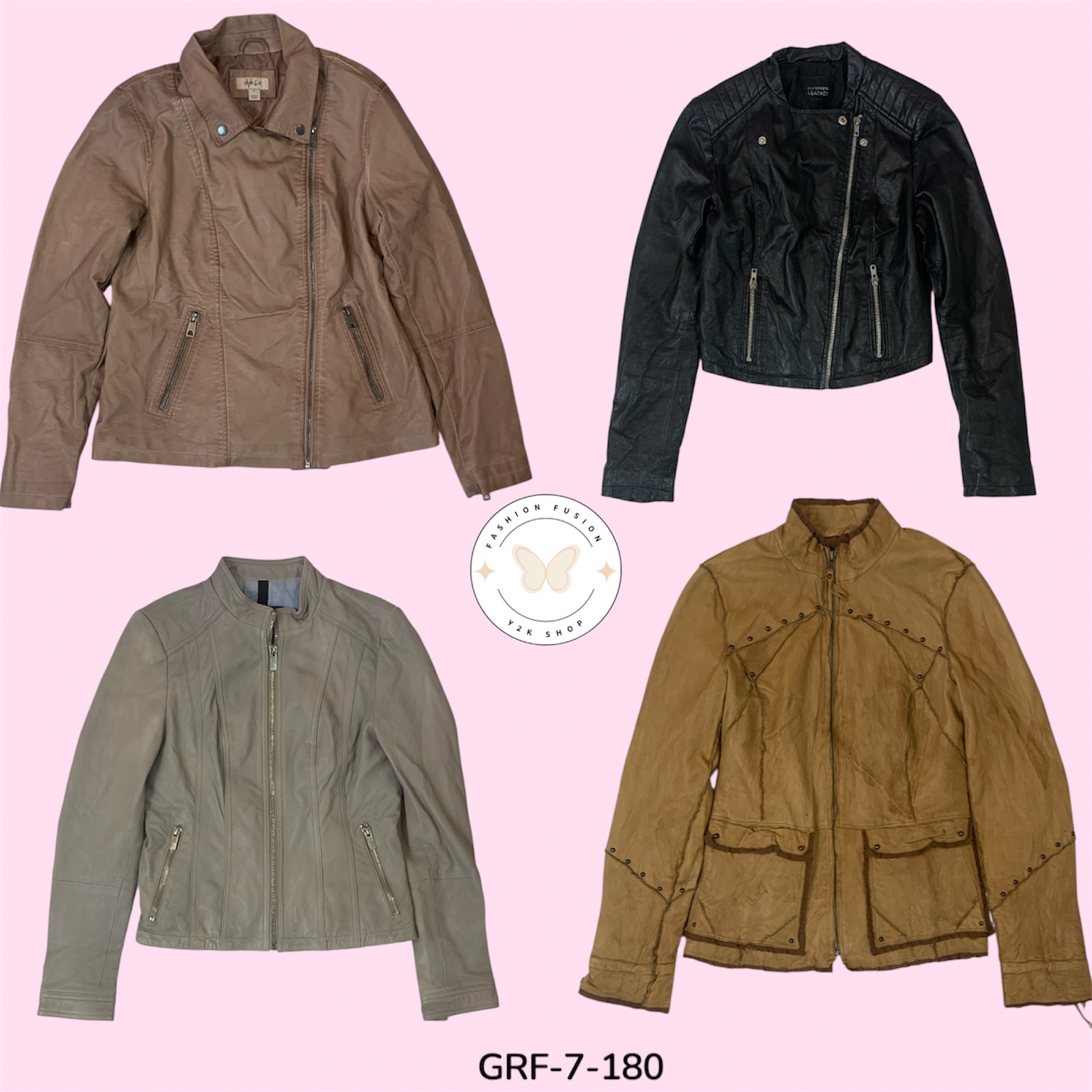 Black Faux Leather Jacket with Mixed Zipper and Button Closure (GRF-7-180)