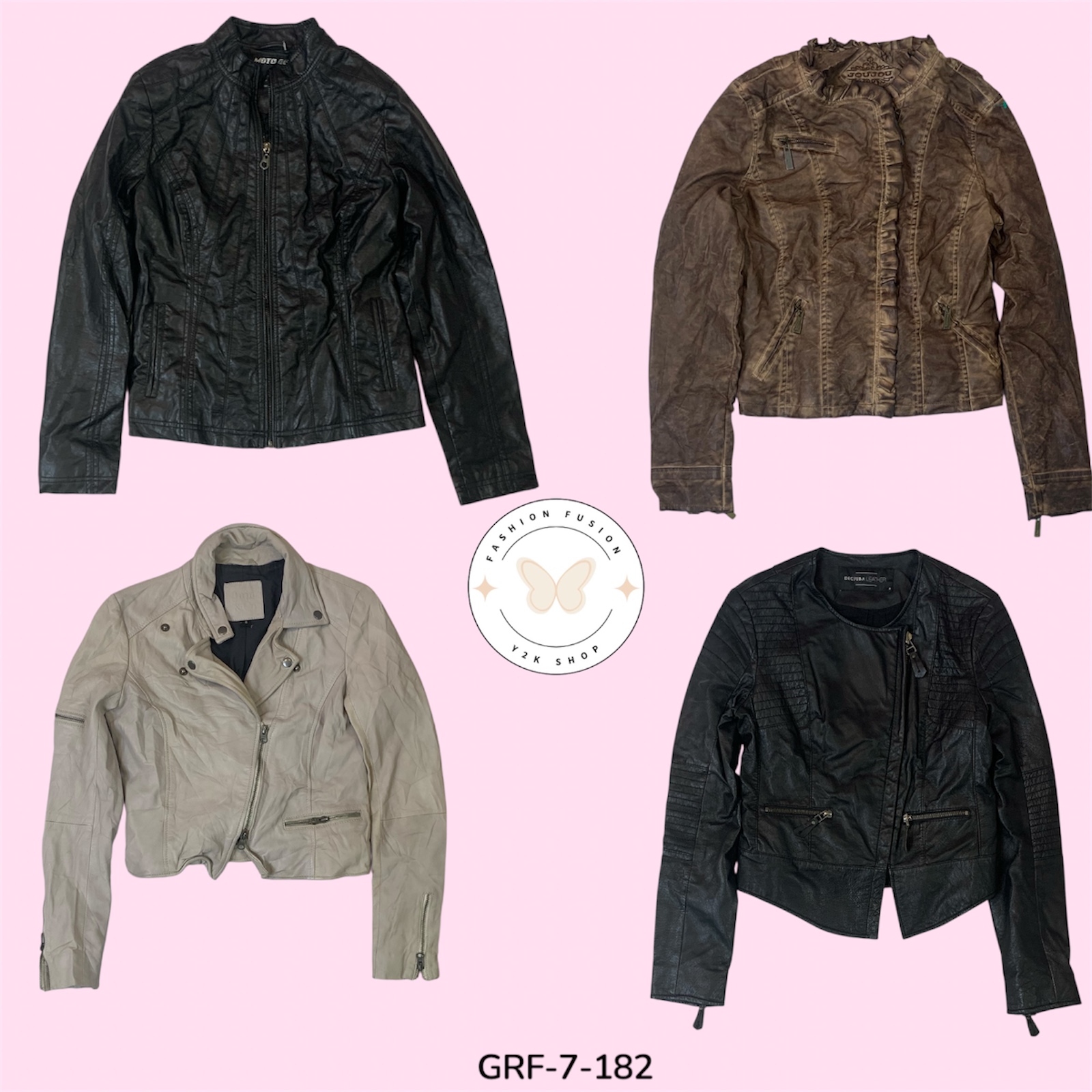 Chaqueta de Cuero Sintético con Cremallera Trendy Mix – Esencial de Streetwear (GRF-7-182)