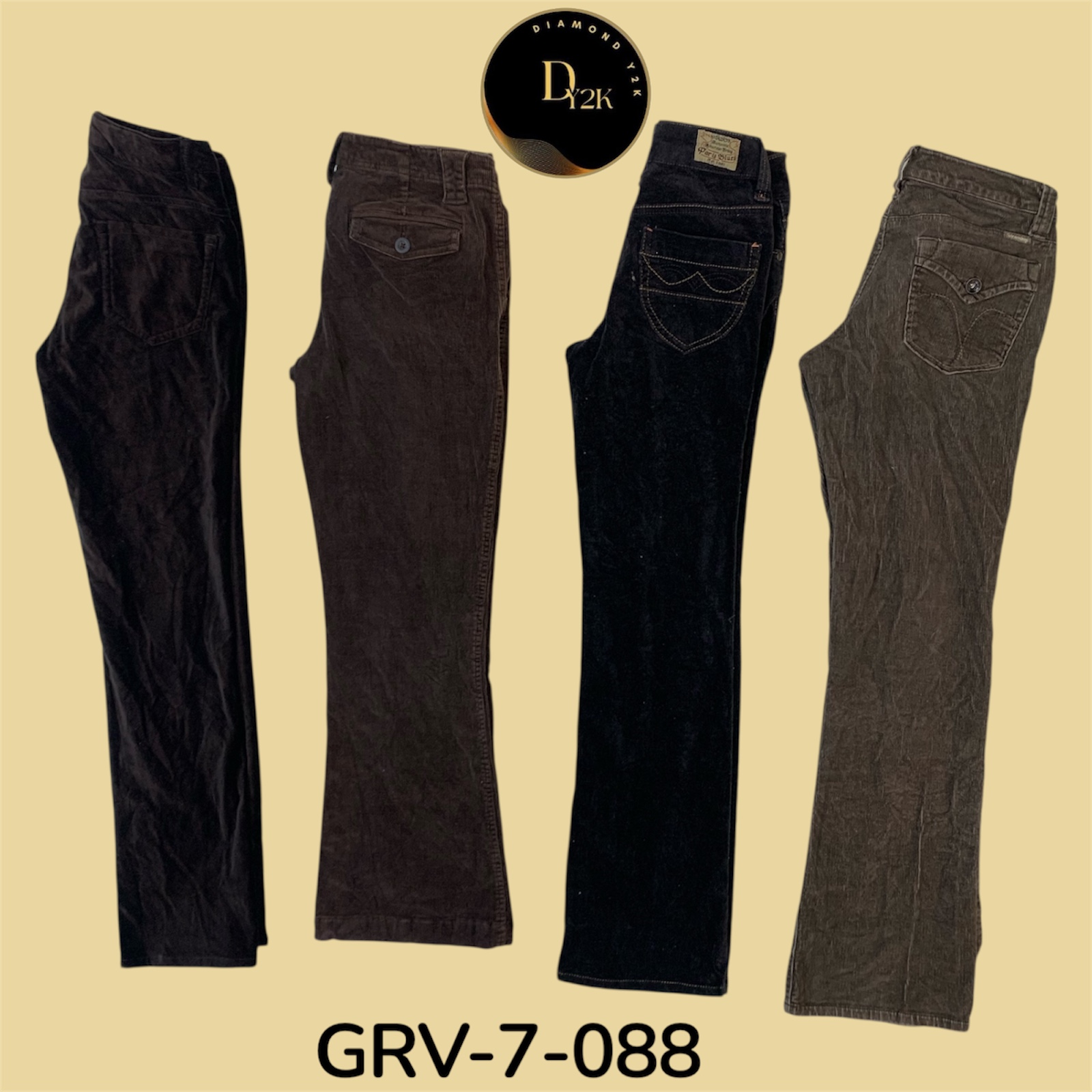 ヴィンテージブラウンコーデュロイパンツ – ソフトで構造的な2000年代スタイル (GRV-7-088)