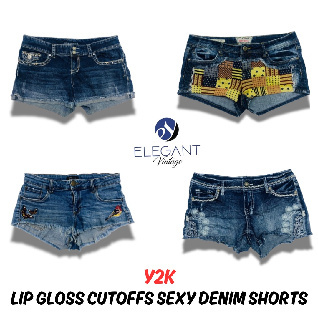Y2K Lip Gloss Cutoffs Denim Sexy Shorts - EV0437