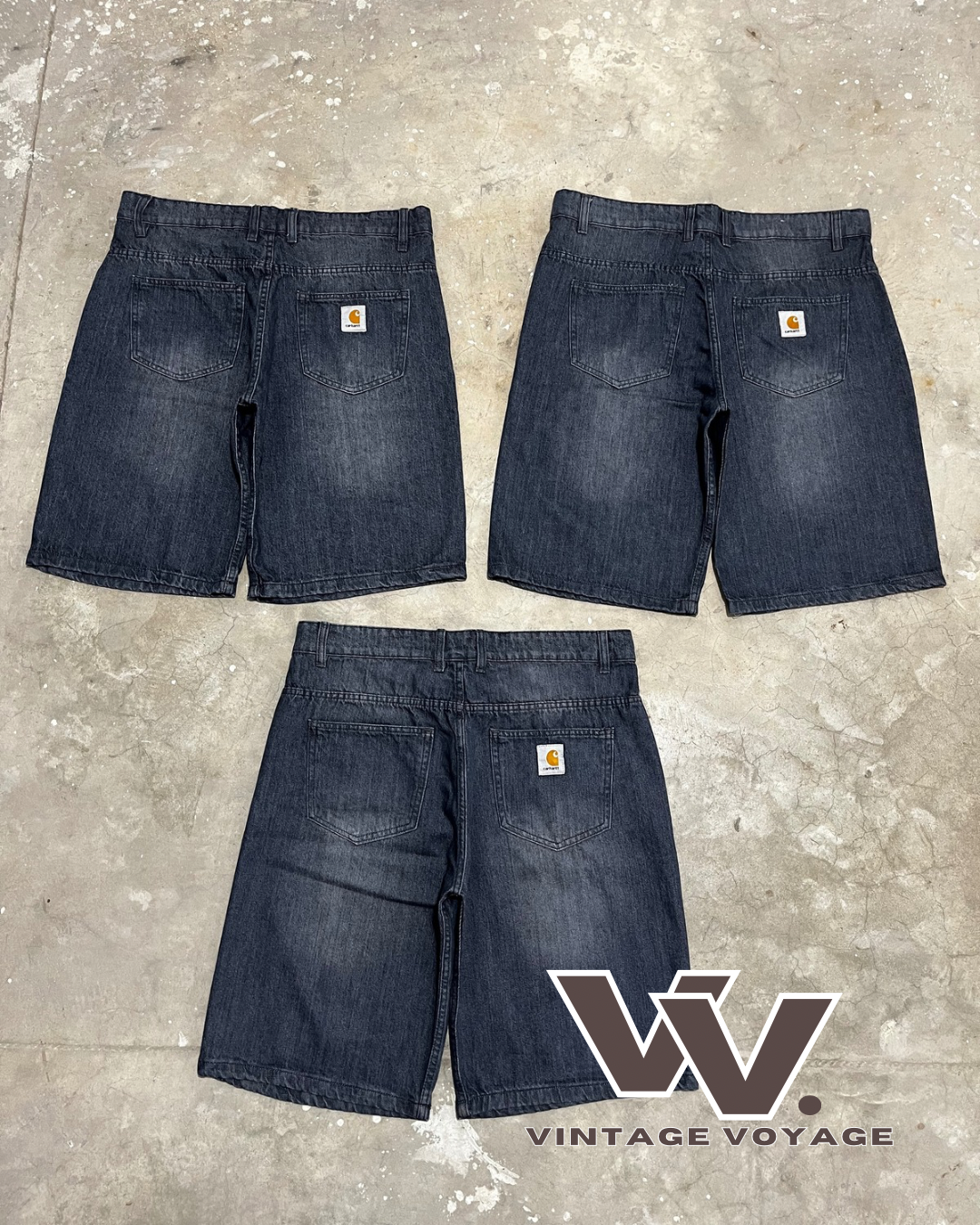 Carhartt Rework-Stil Graue Baggy-Shorts #022