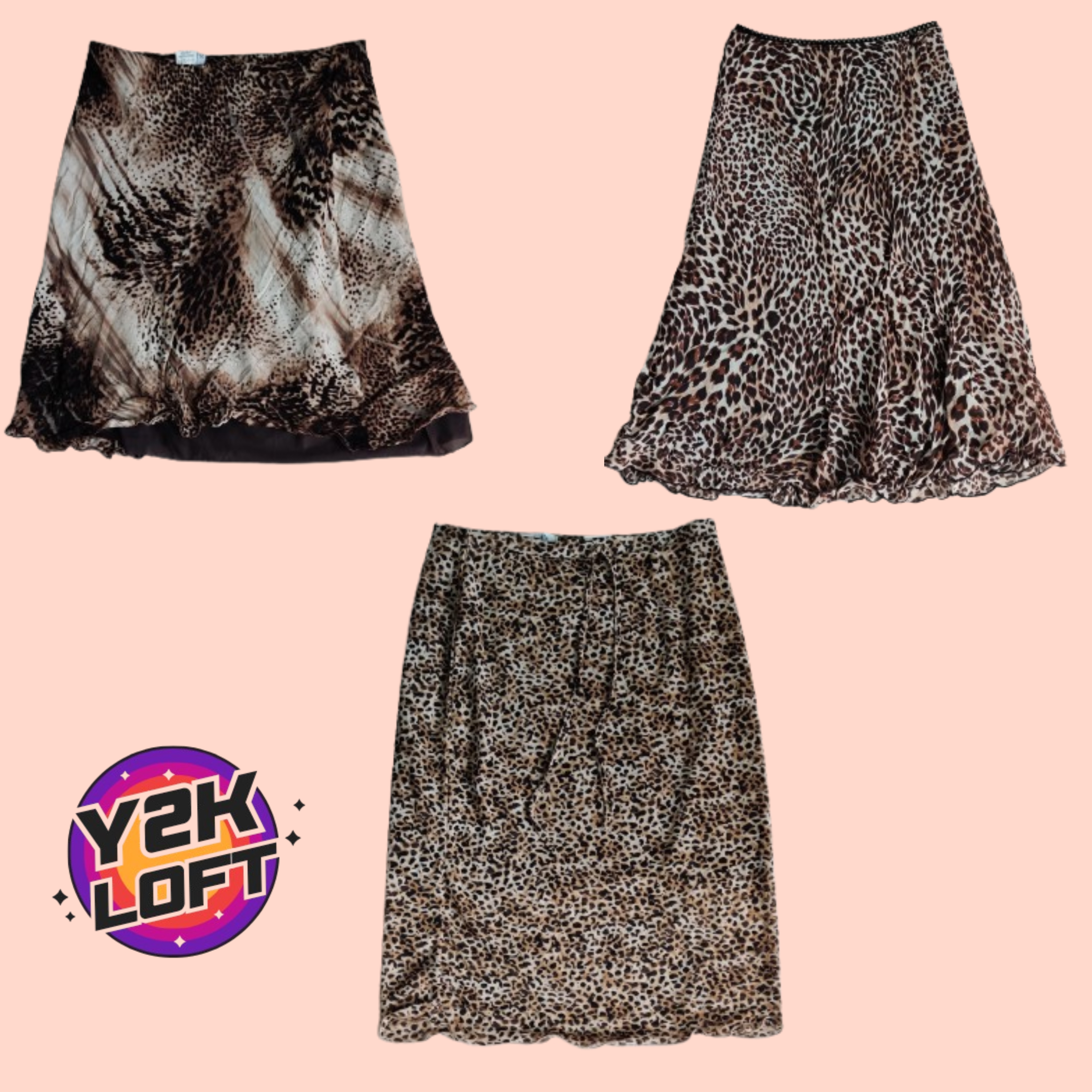 Y2K Leopard Print Skirts Mix