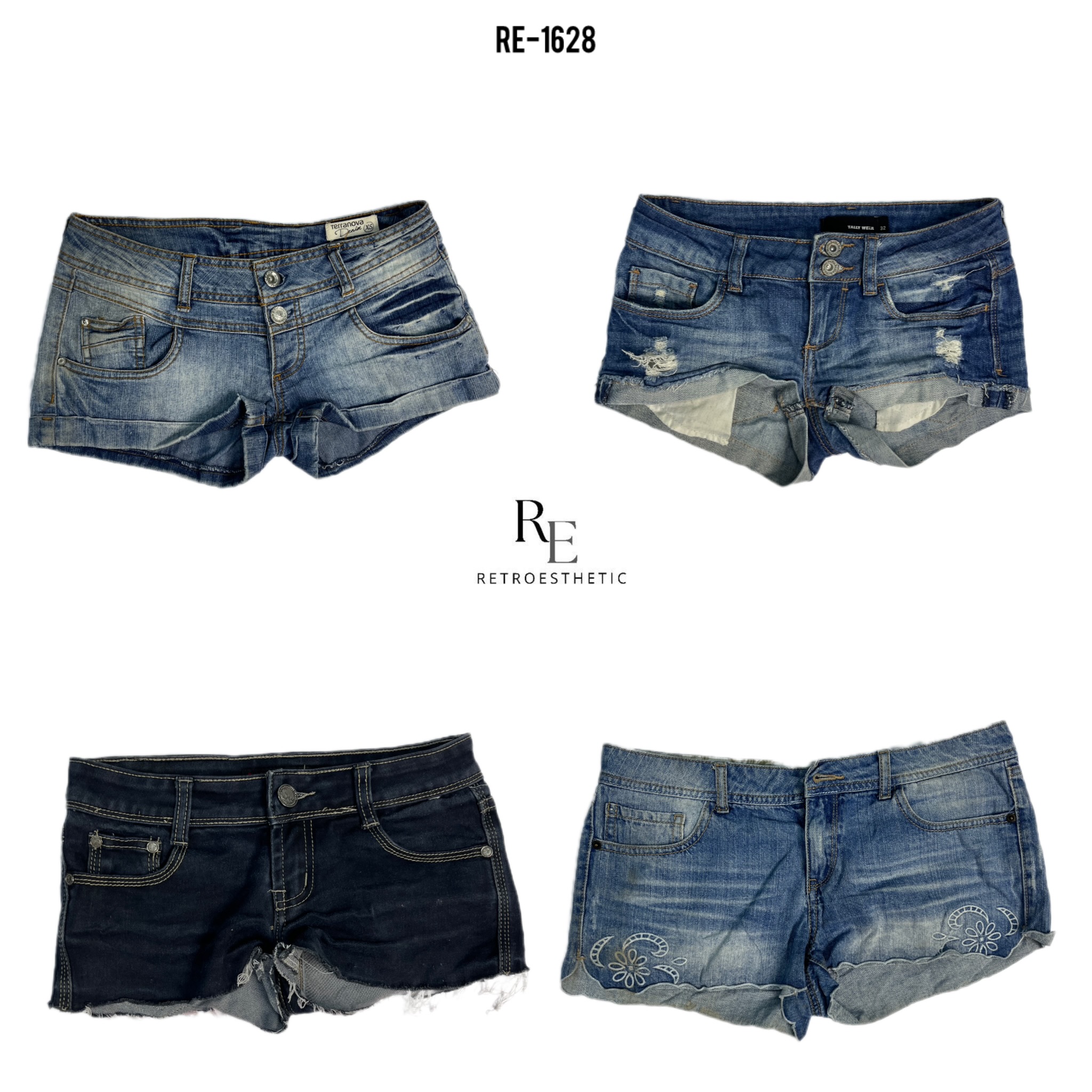 Y2K IT Girl Denim Micro Mini Shorts (RE-1628)