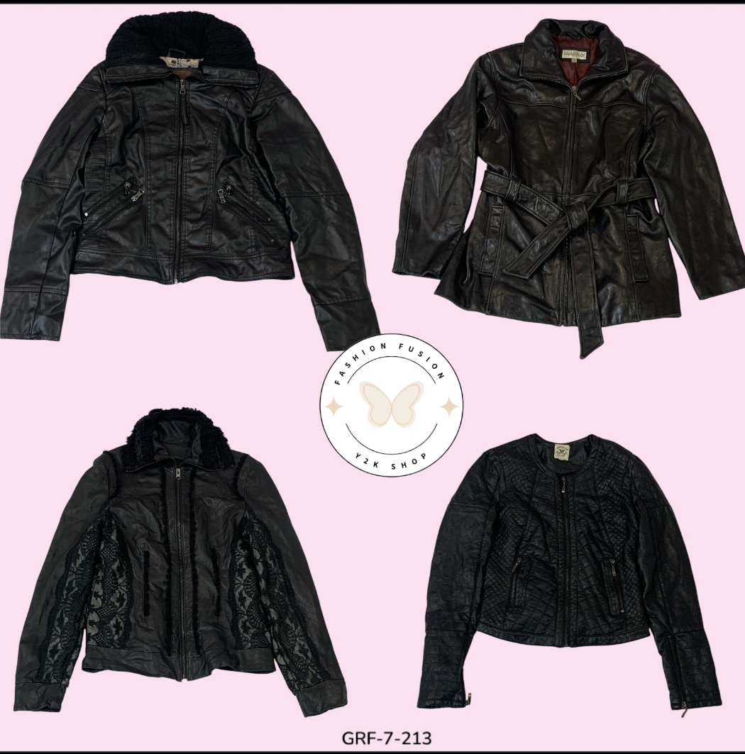 Edgy Black Zip-Up Leather Jacket — Trendy & Affordable (GRF-7-213)