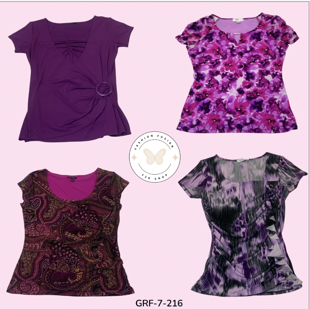Trendy Purple Print Poly Blouse – Must-Have Fast Fashion (GRF-7-216)