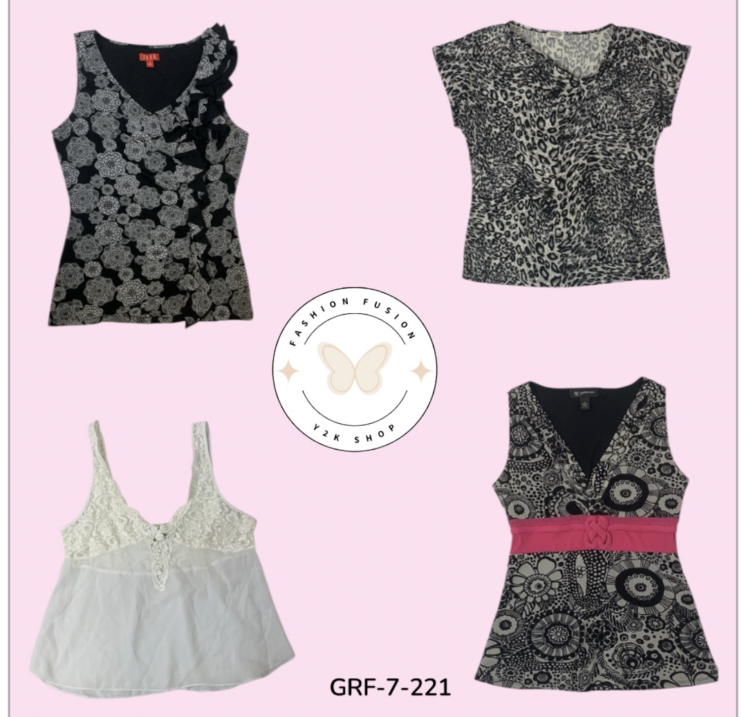 Top in poliestere stampato nero - Essenziale elegante e stiloso (GRF-7-221)