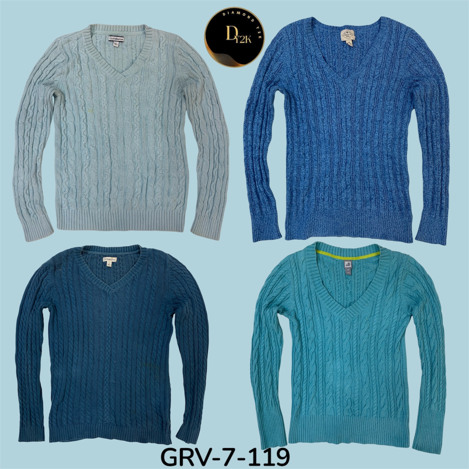 Suéter Azul de Tricô – Tricô Clássico Confortável (GRV-7-119)