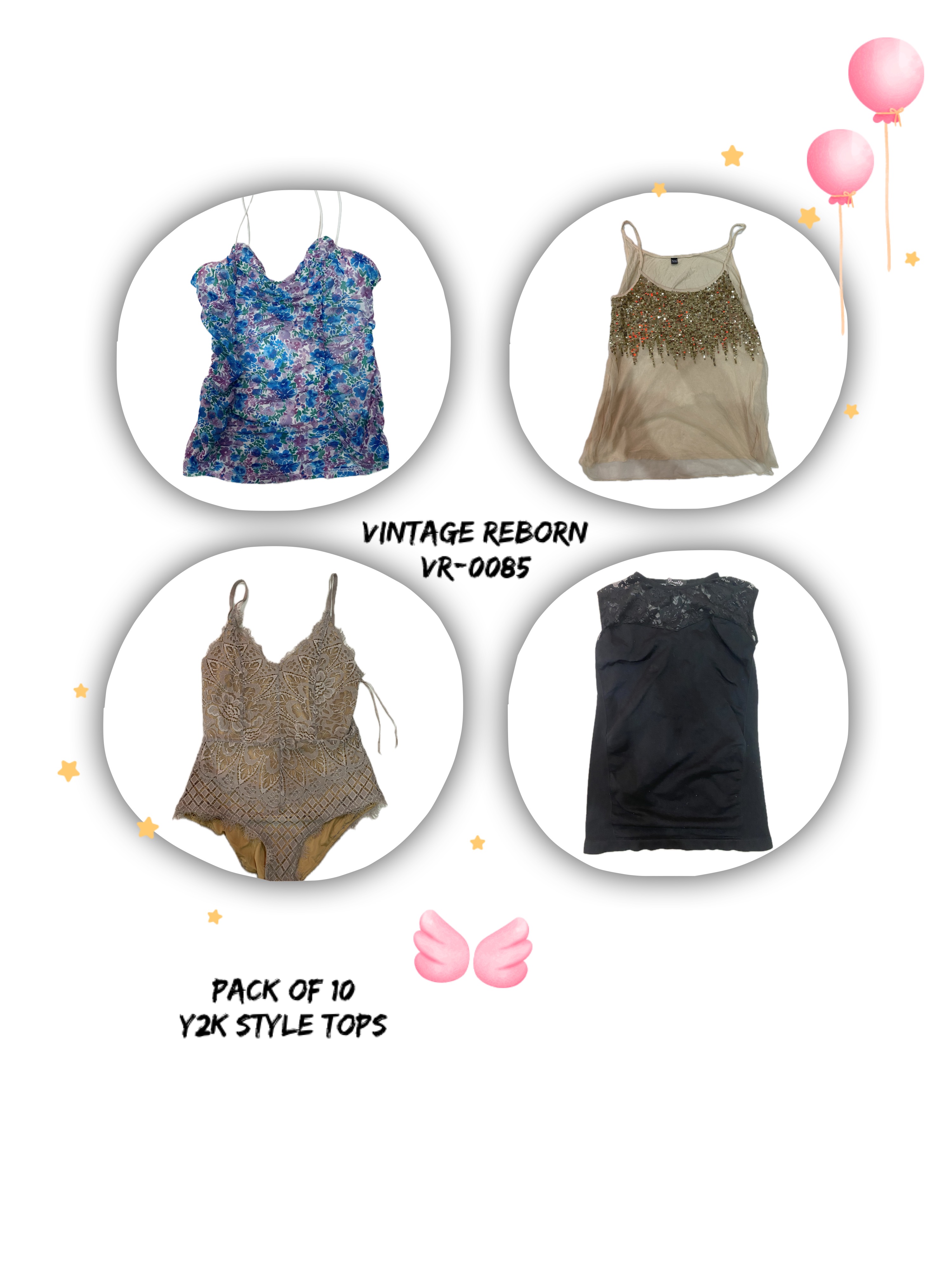 Brillance & Éclat : Collection de Tops Style Y2K (10 PCS!) (VR-0085)