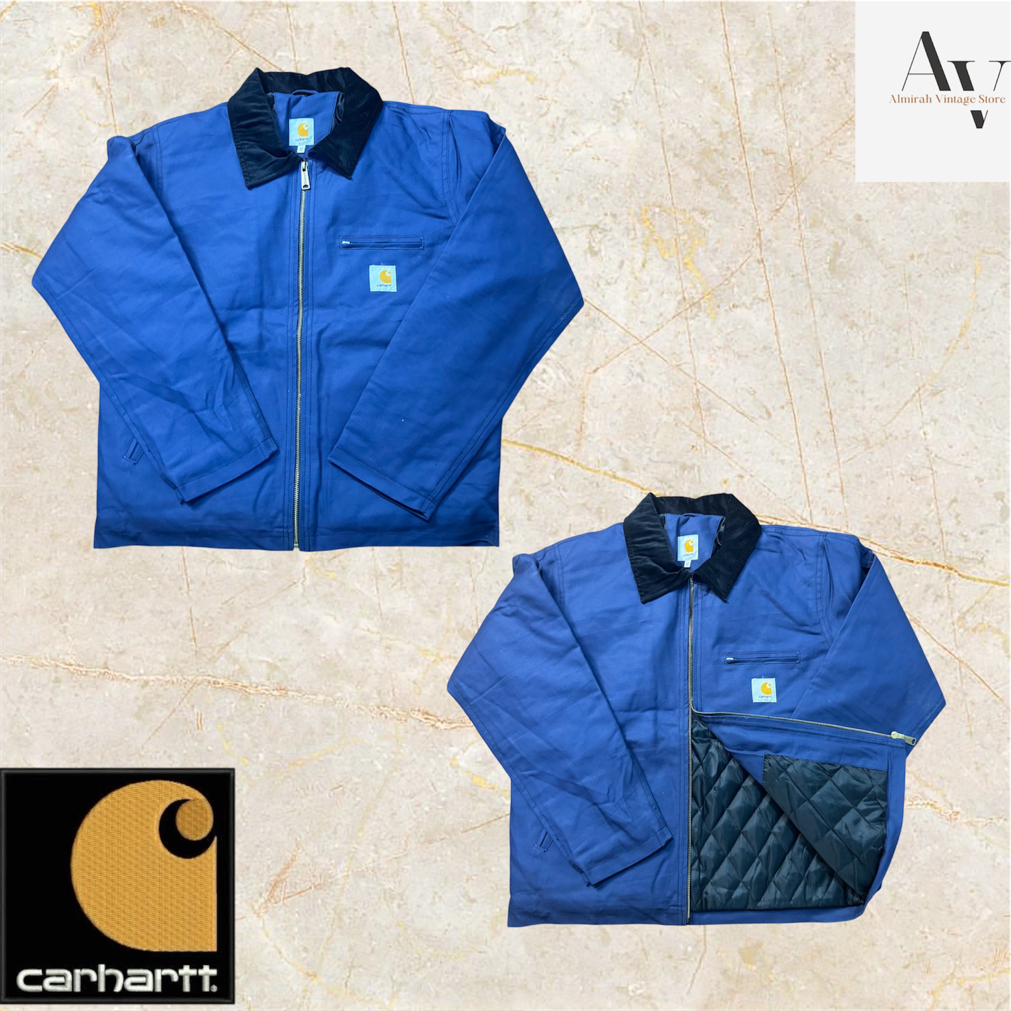 Veste bleue Detroit style rework Carhartt