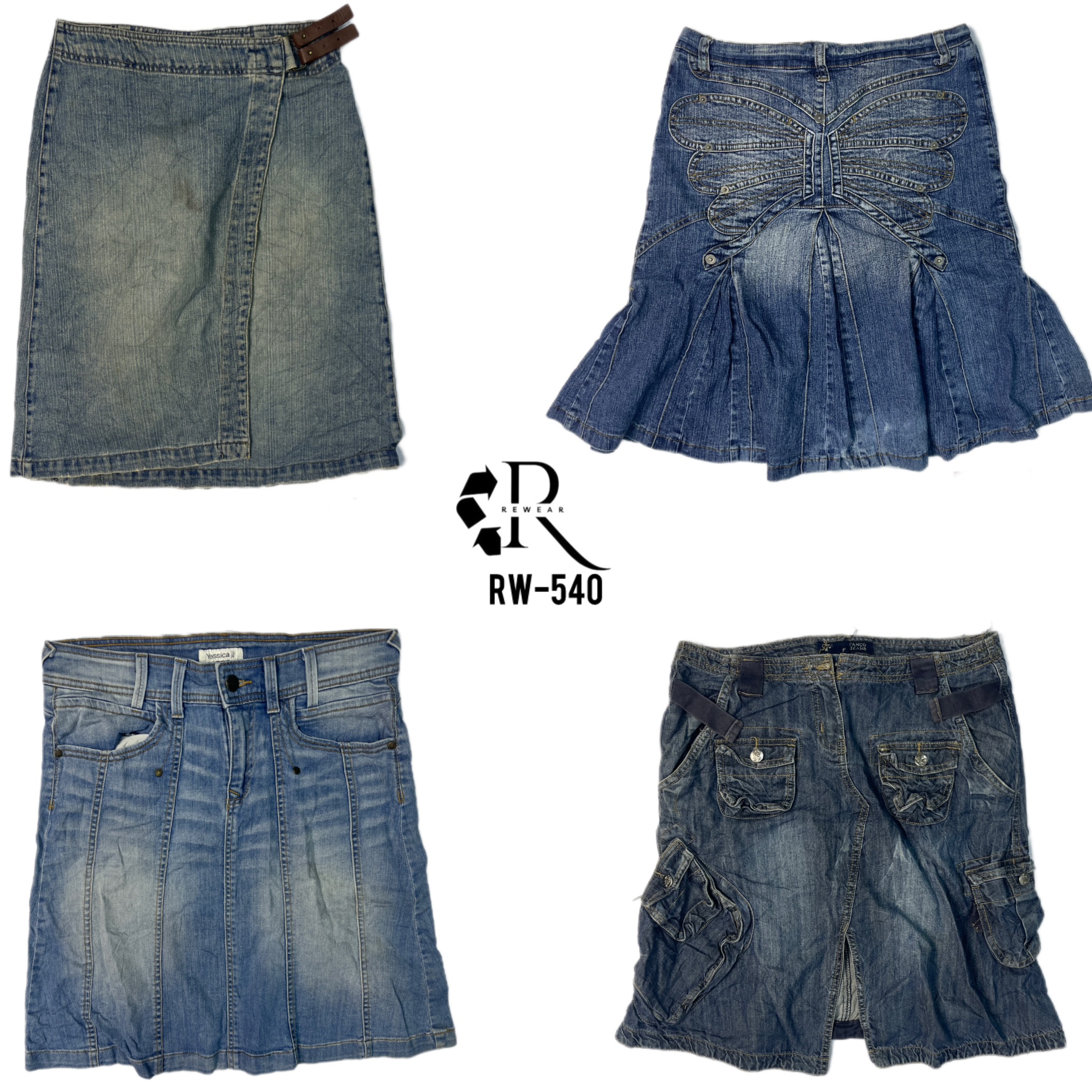 Y2K IT Girl Denim Mini Mix Skirts (RW-540)