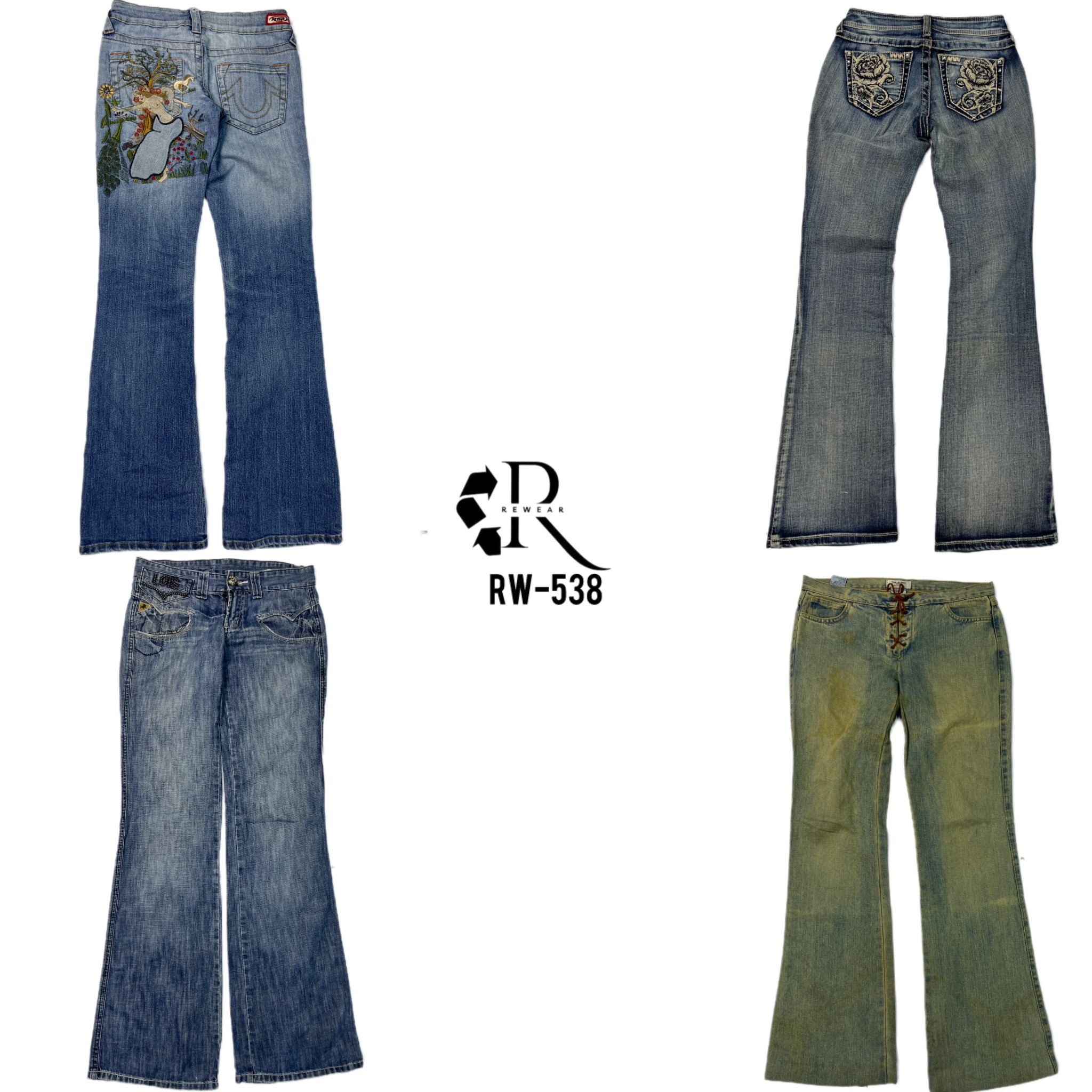 Y2K Uniqe Denim Flared Jeans (RW-538)
