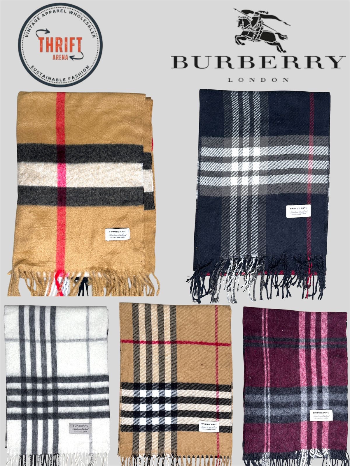 T1205 Burberry Authentique - 100% Mélange de Laine de Mouton