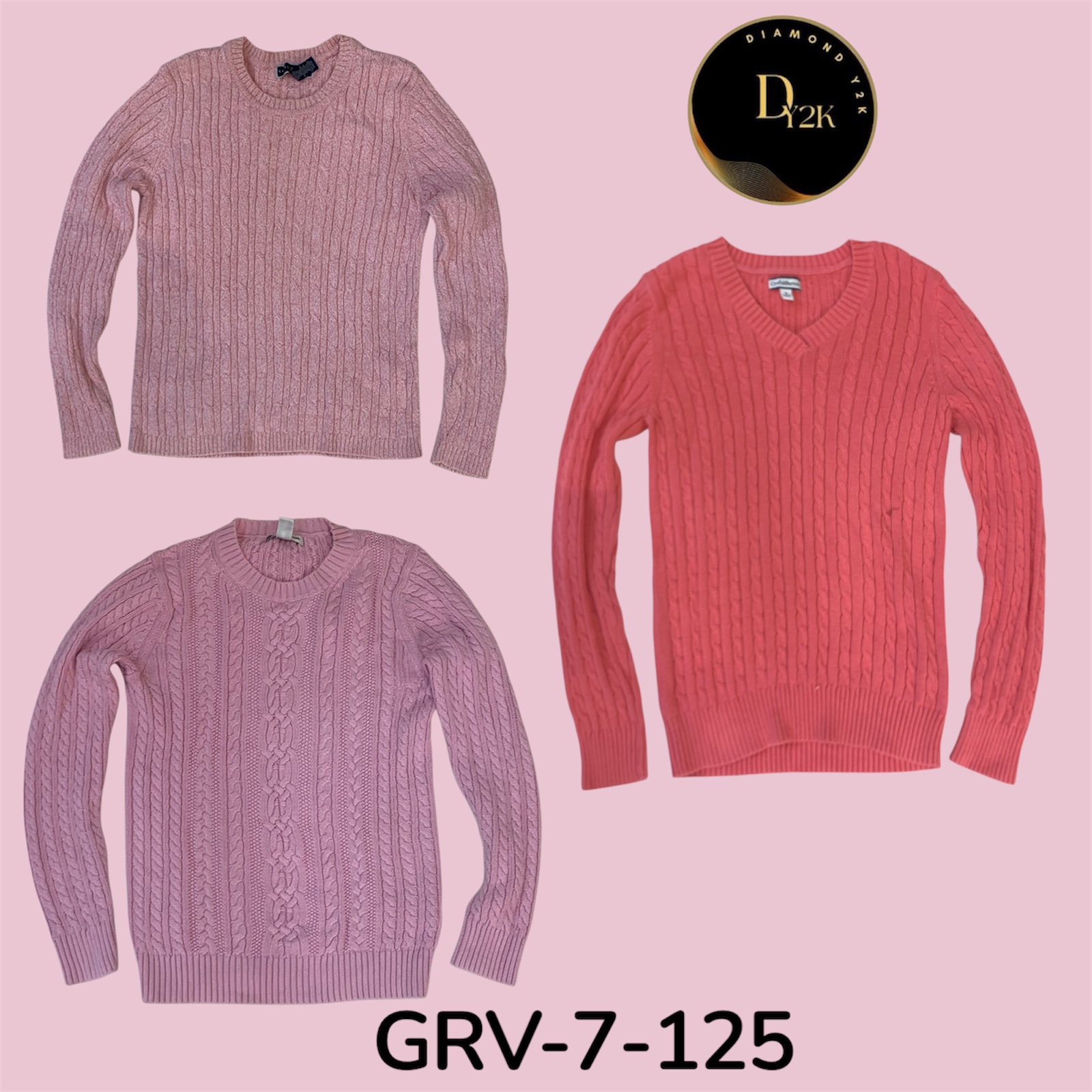 Pull en tricot rose - La chaleur rencontre l'ambiance des années 2000 (GRV-7-125)