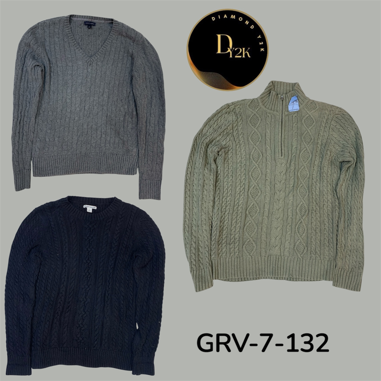 Classic Cable Knit Sweater – Cozy Y2K-Inspired Style (GRV-7-132)
