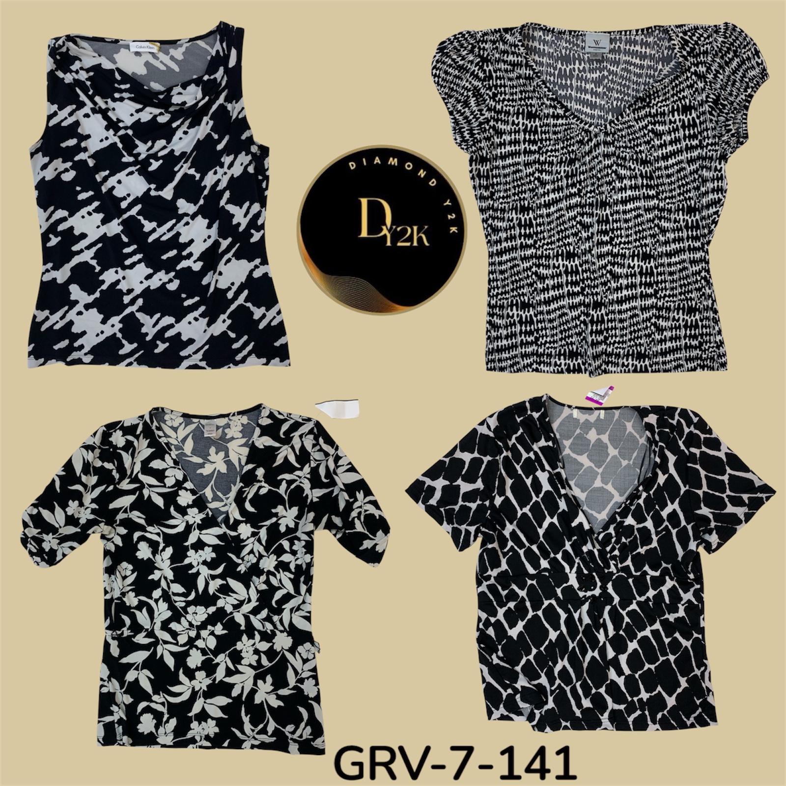 Black & White Blouse – Classic Contrast, Y2K Style (GRV-7-141)