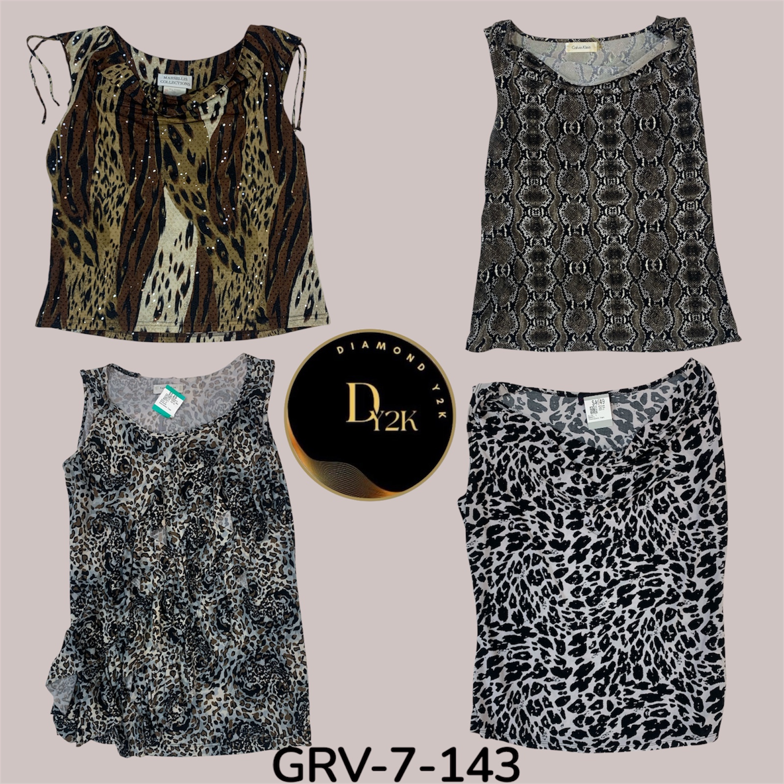 アニマルプリントポリブラウス - アイコニックなヴィンテージブランドからの大胆なY2Kステートメント (GRV-7-143)