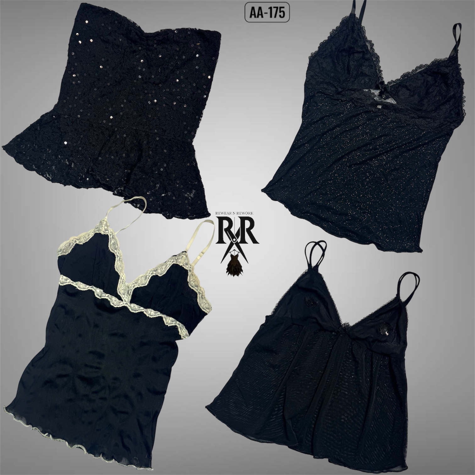 Y2K Black Gothic Cami Tops (AA-175)