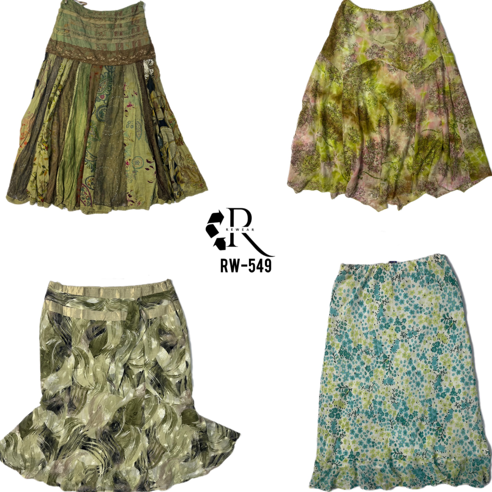 Gonne floreali in poliestere con vibrazioni da foresta Y2K (RW-549)