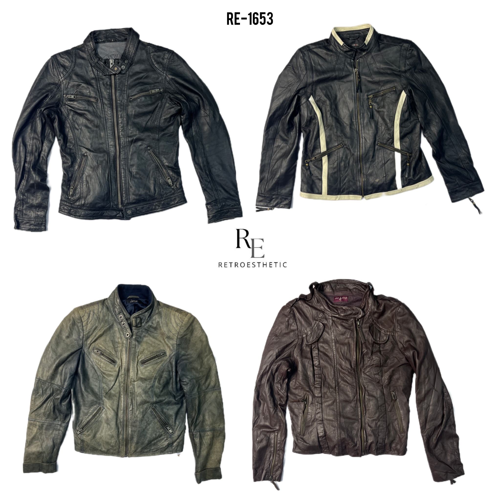90/s y2k Leather Unqiue Jackets (RE-1653)