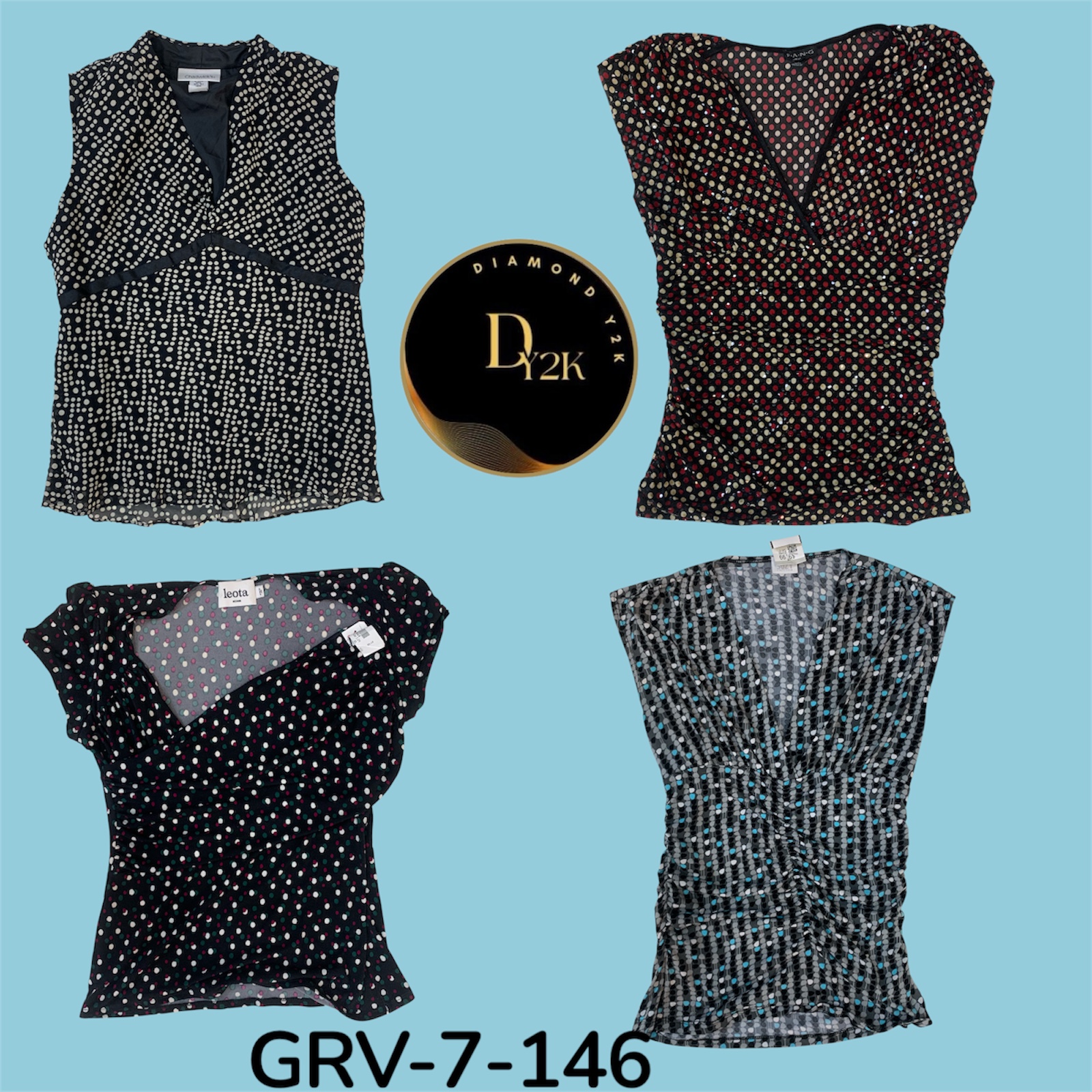 Women’s Polka Dot Print Blouse – Soft Poly Fabric (GRV-7-146)