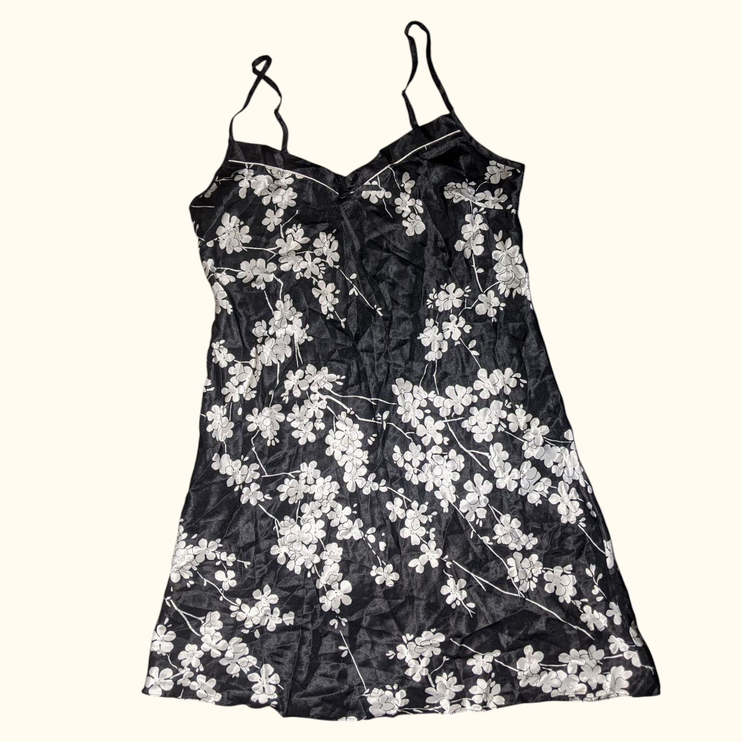 SAY#259 Vintage Style Floral Satin Slip Dress