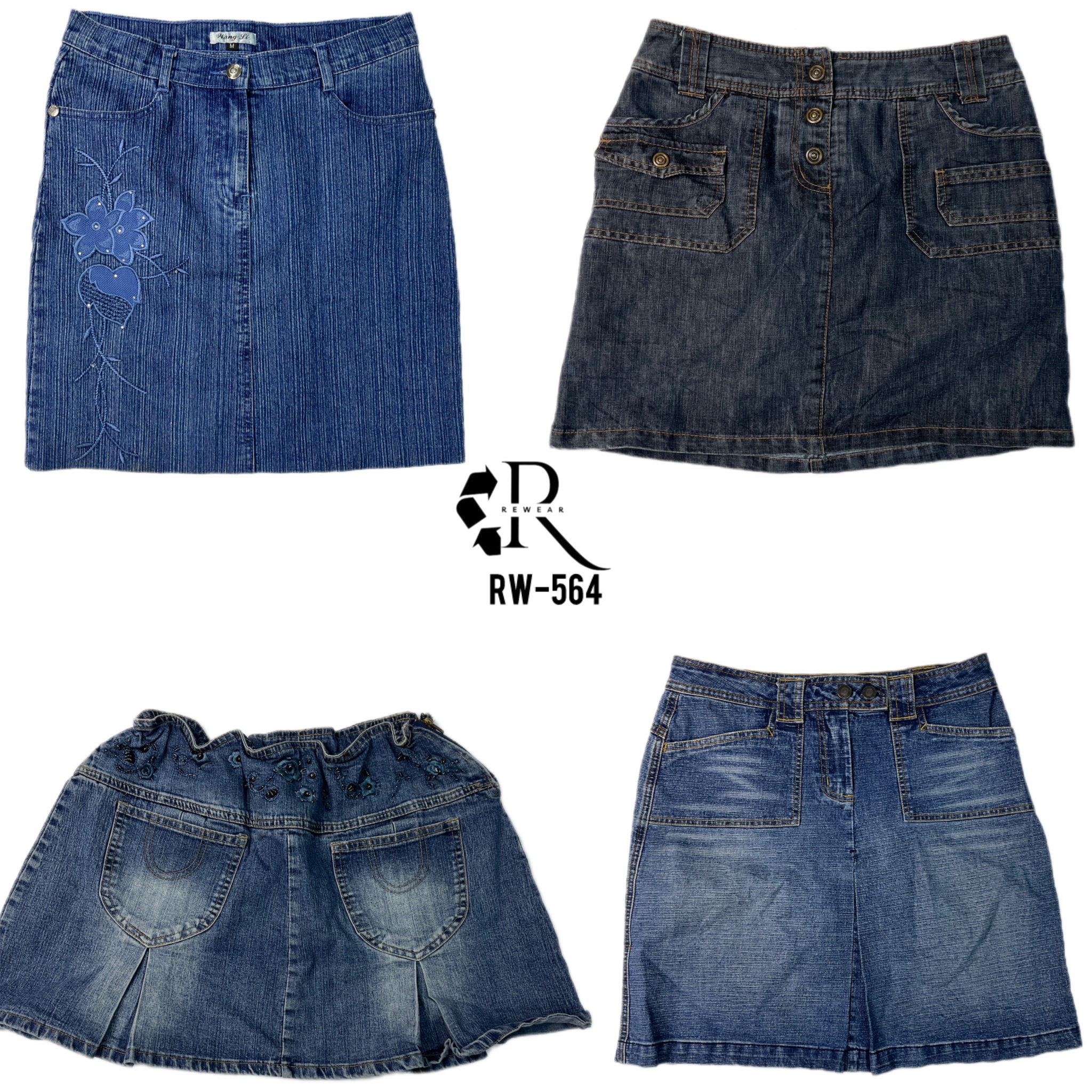 Jupes midi en denim Y2K uniques (RW-564)