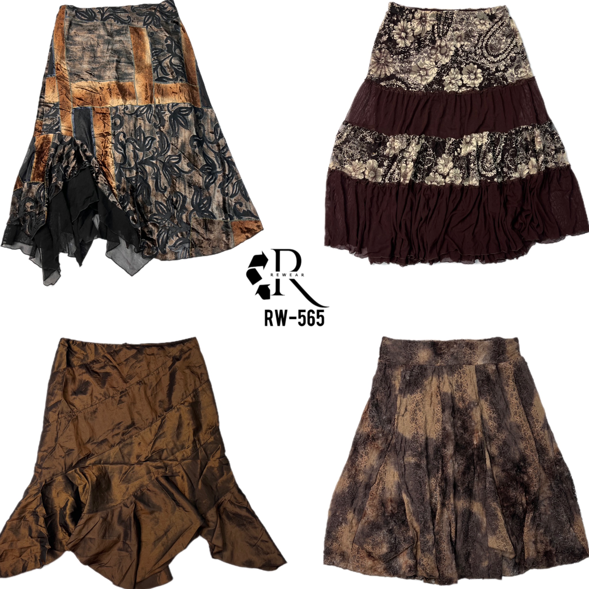 Y2K Unique Earthy Tone Poly Skirts (RW-565)