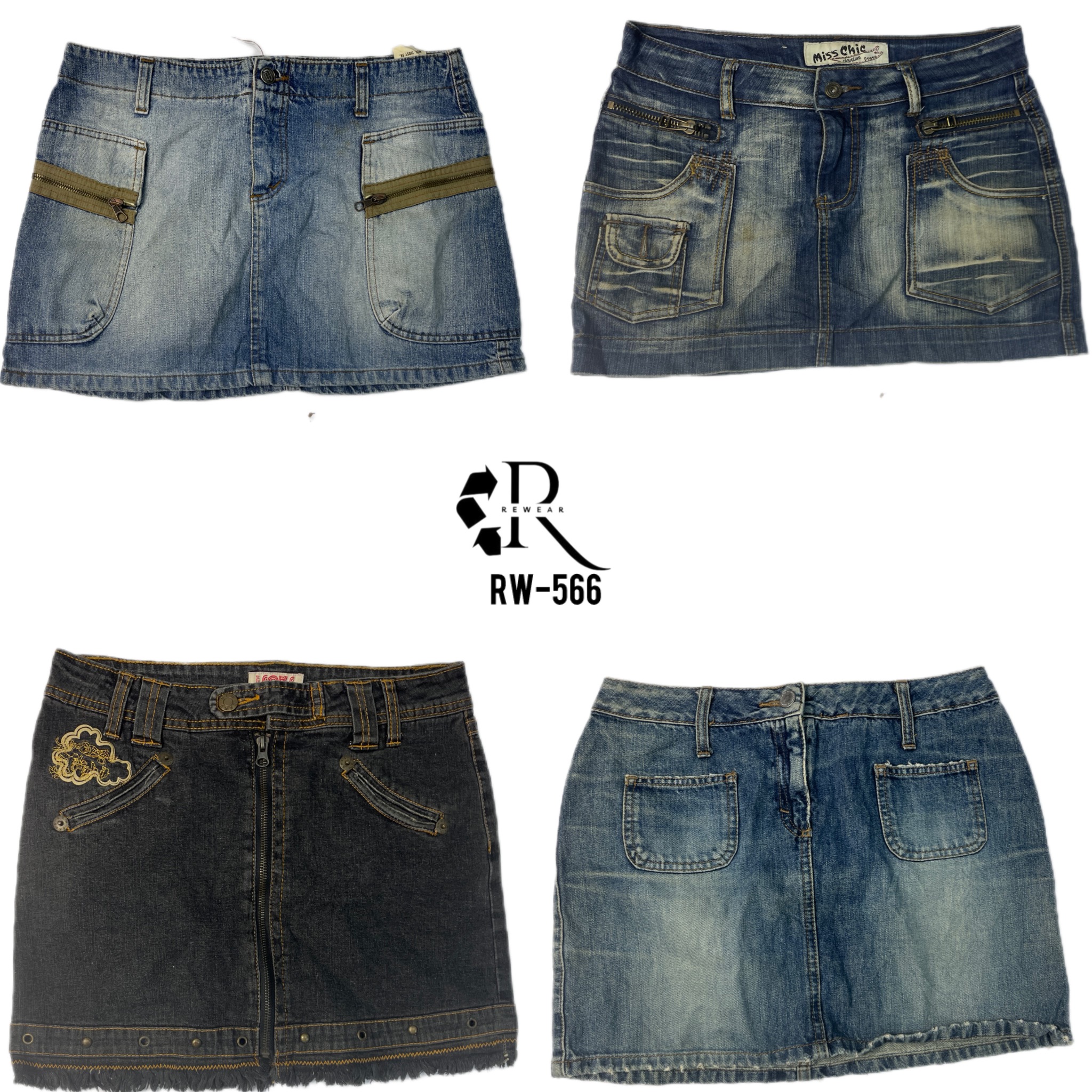 Y2K Cyber Girl Era Denim Mini Skirts (RW-566)