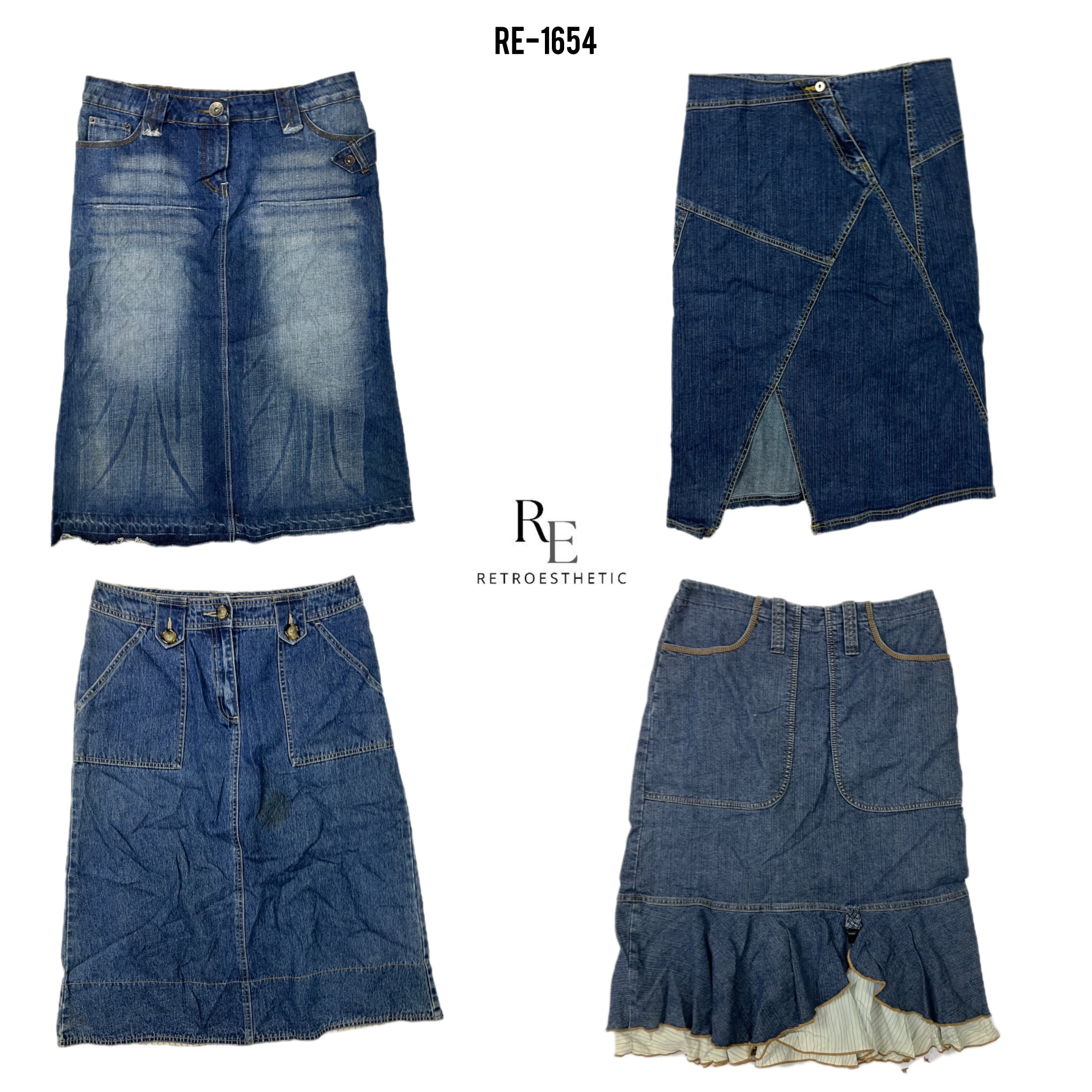 Y2K IT Girl Denim Midi Skirts (RE-1654)