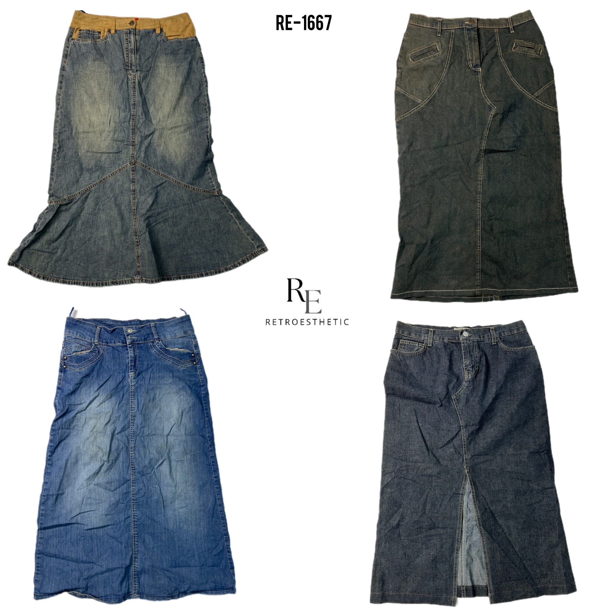 Saia Maxi de Denim da Era Britney Y2K (RE-1667)