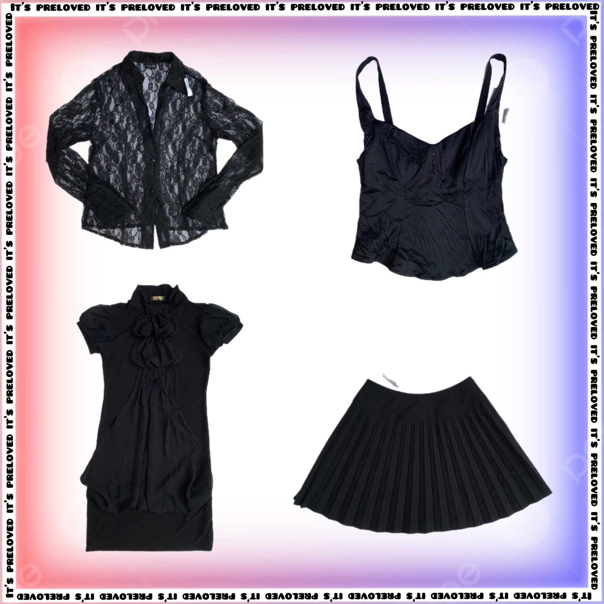“90’s Elevated Black Wardrobe Straples-Tops/Dresses/Skirts” (SS-1094)