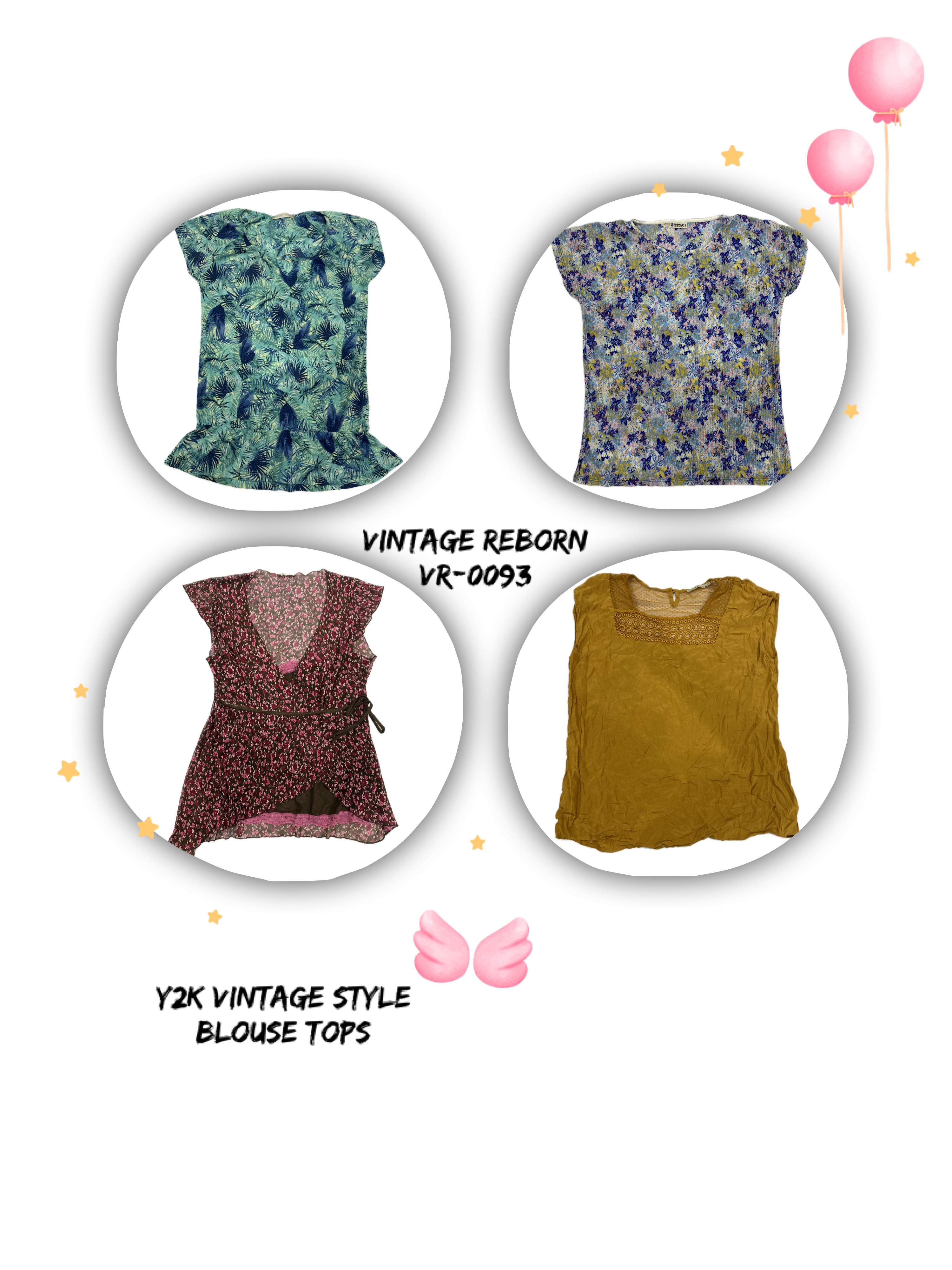 Y2K Textured Charm:  Mesh Blouse Tops (Vr-0093)