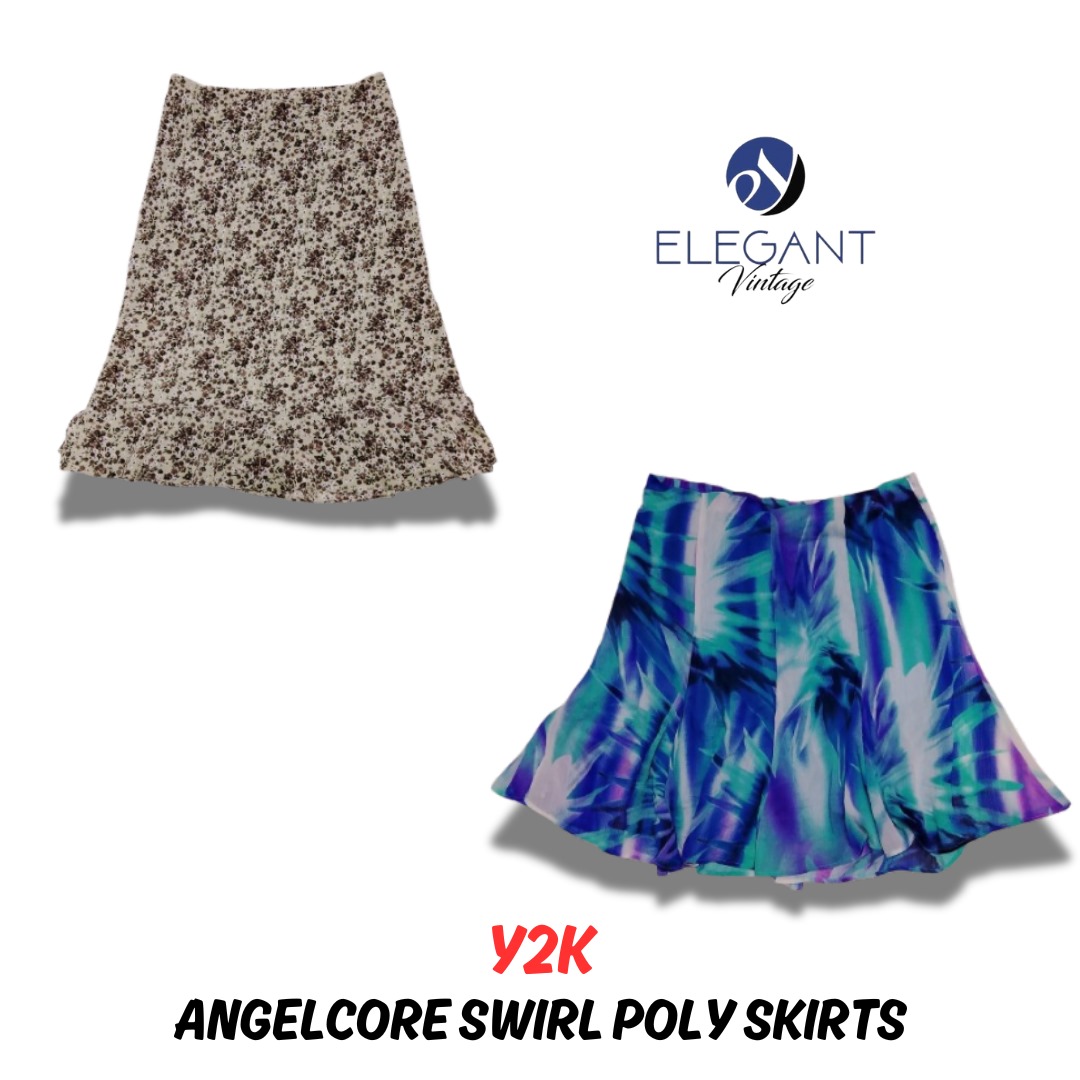 Y2K Angelcore Swirl Poly Skirts - EV0531