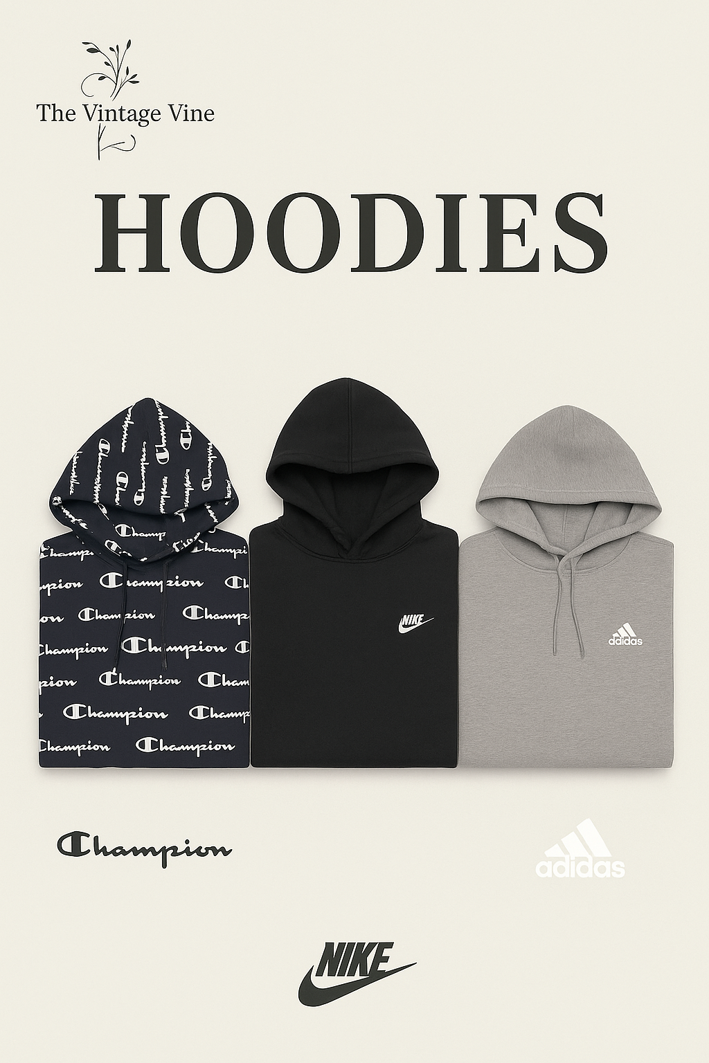 Premium-Markenhoodies: Nike, Adidas & Champion