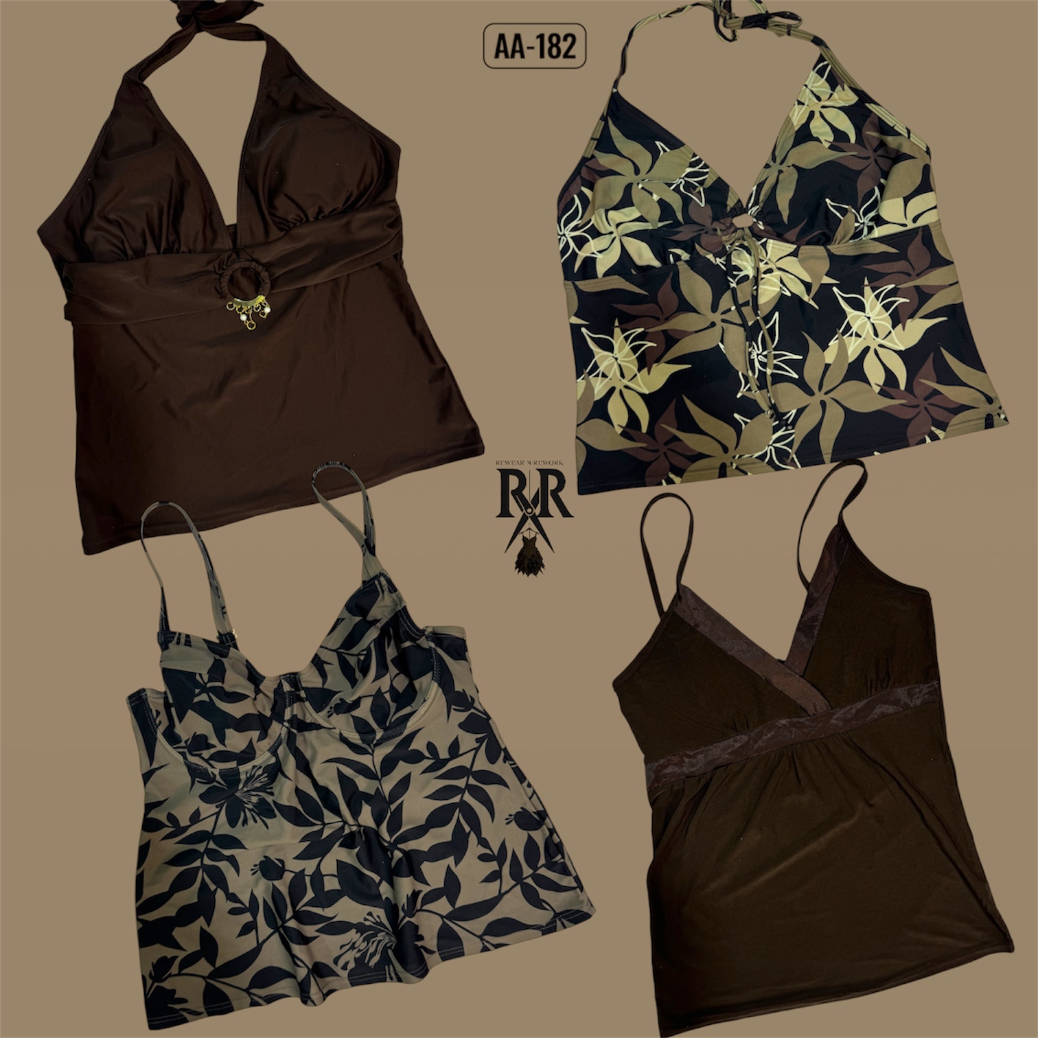 Y2K Earthy Tone Camisole Tops (AA-182)